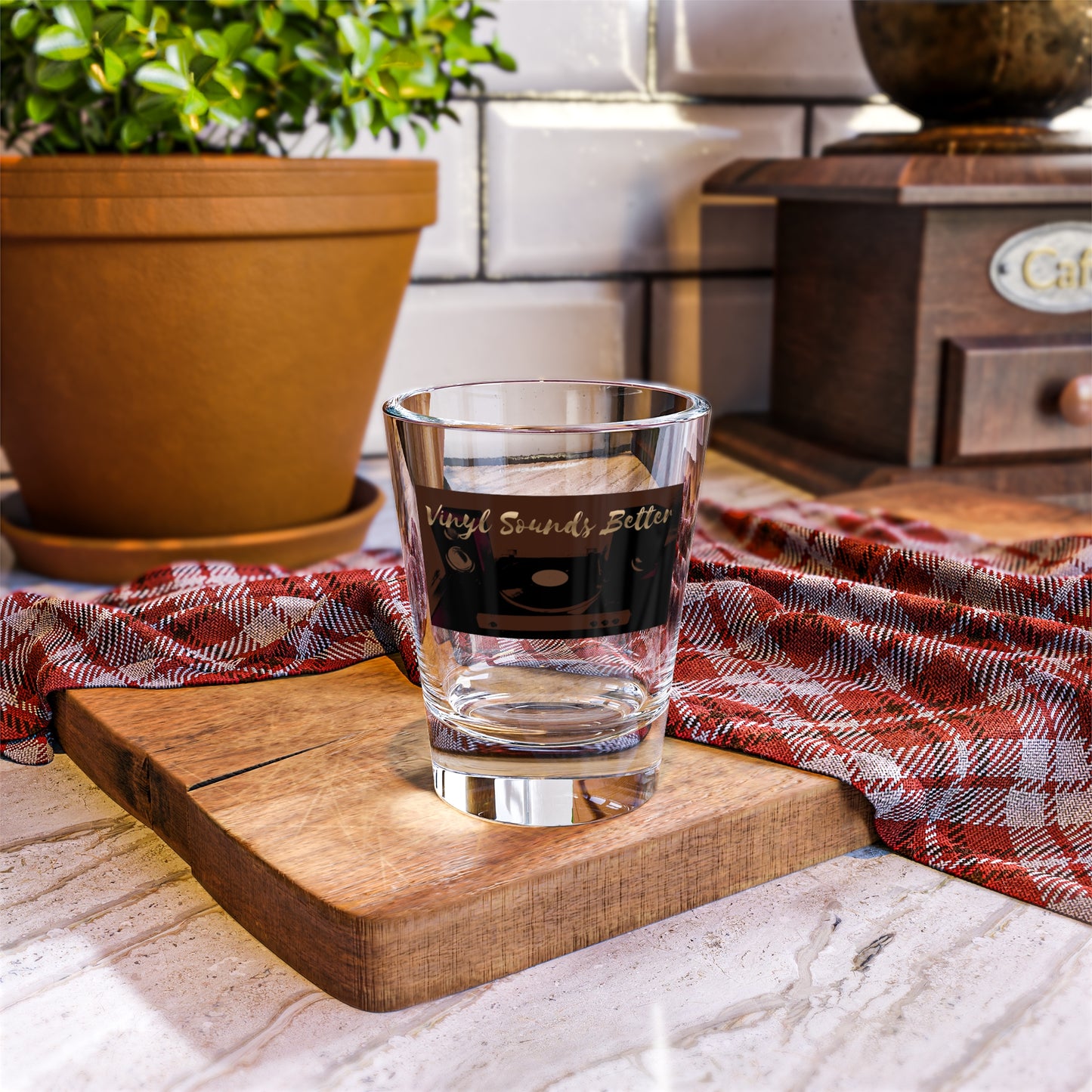 Vinyl Sounds Better Shot Glass — Retro Turntable 1.5oz Shooter