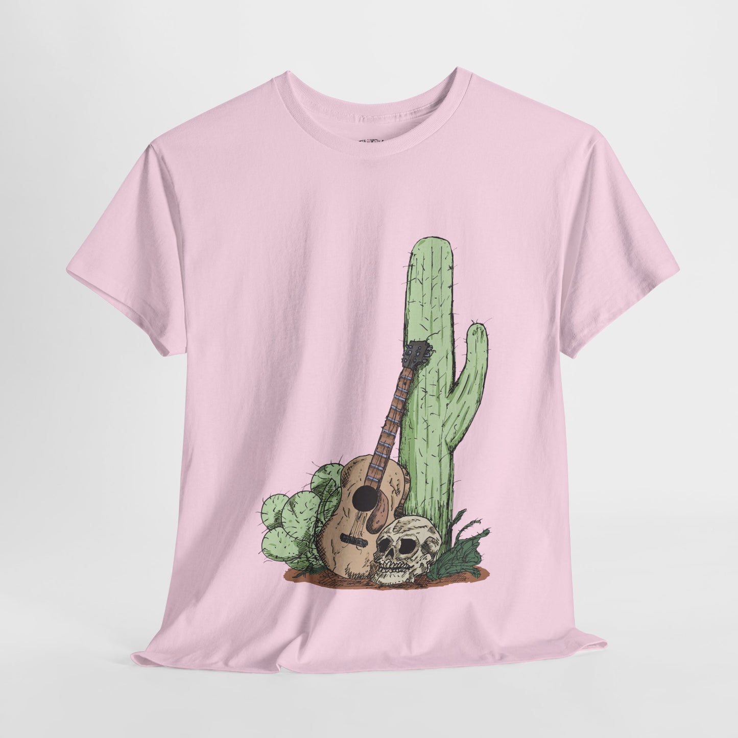 Desert Vibe Graphic Tee - Unisex Heavy Cotton Shirt, Boho Cactus Shirt, Guitar Lover's Gift, Summer Top, Music T-Shirt