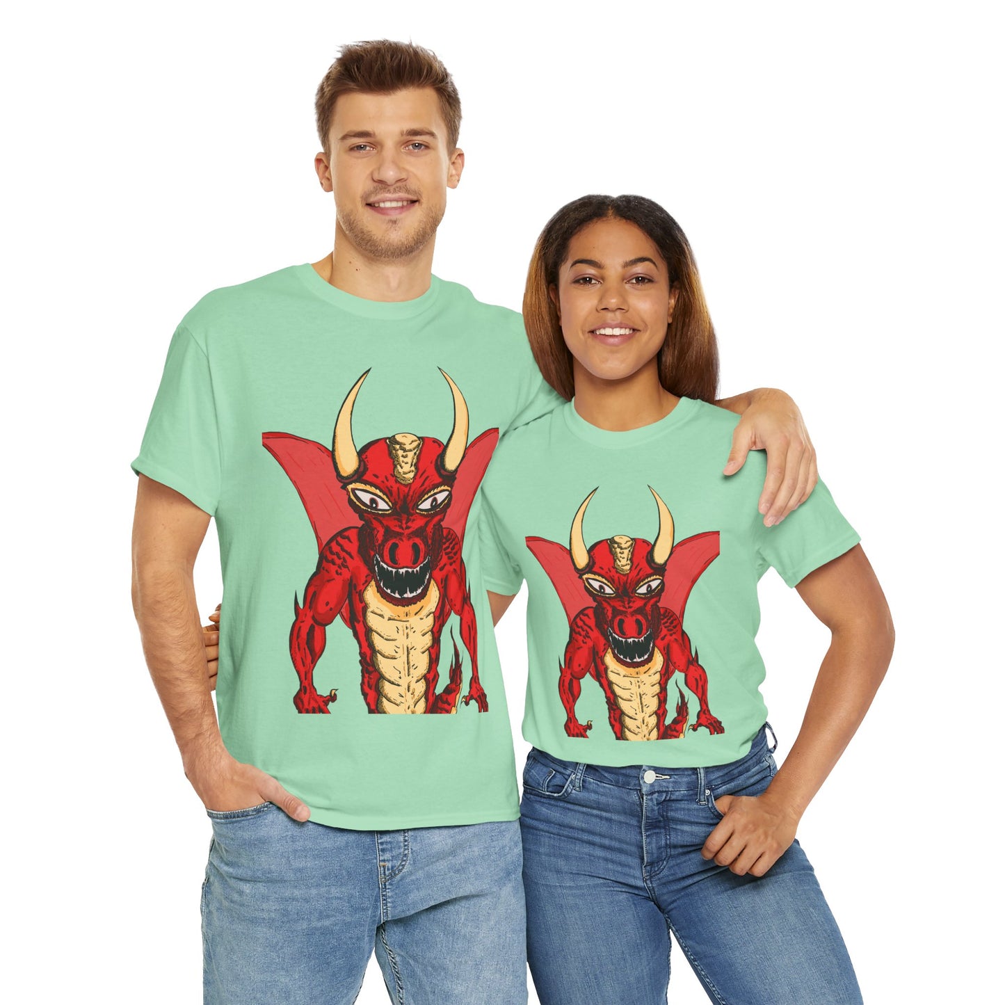 Bold Red Dragon Unisex Heavy Cotton Tee | Graphic Shirt for Anime Fans, Party Wear, Casual Outfit, Gift for Him/Her