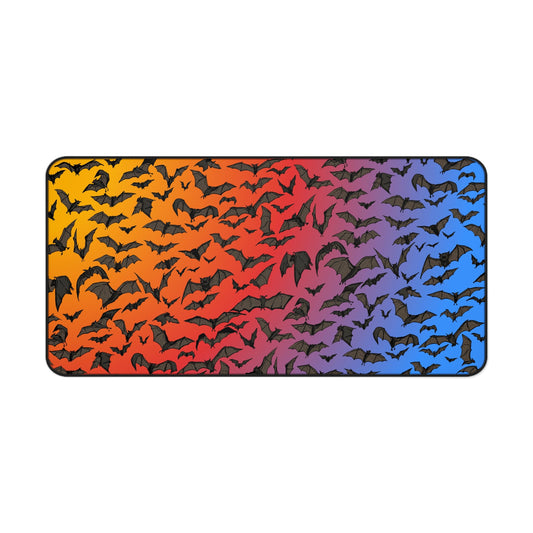 Rainbow Bat Pattern Desk Mat — Halloween Gaming Mouse Pad