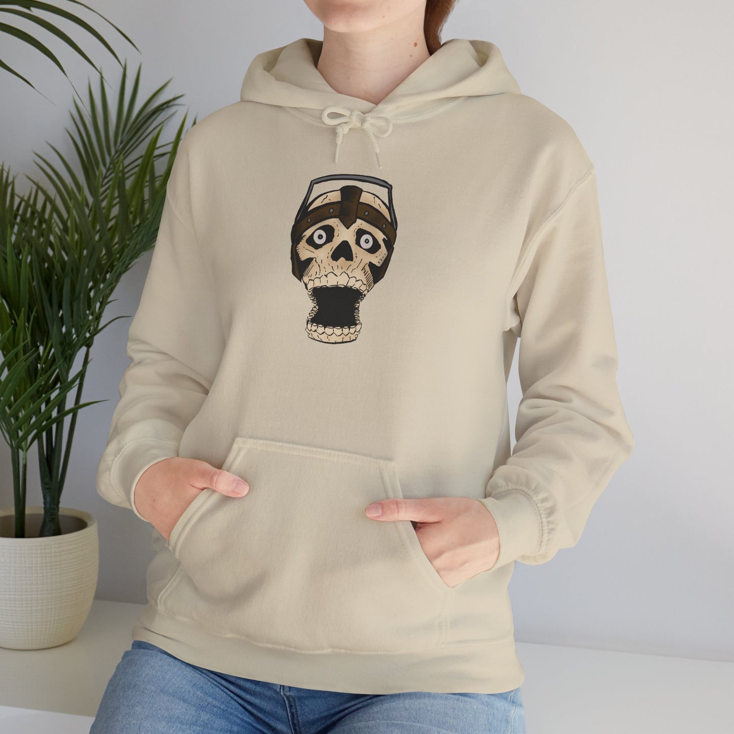 Screaming Skull Graphic Hoodie, Unisex Heavy Blend Sweatshirt, Cozy Casual Wear, Gift for Halloween, Unique October Fashion, Everyday Comfort