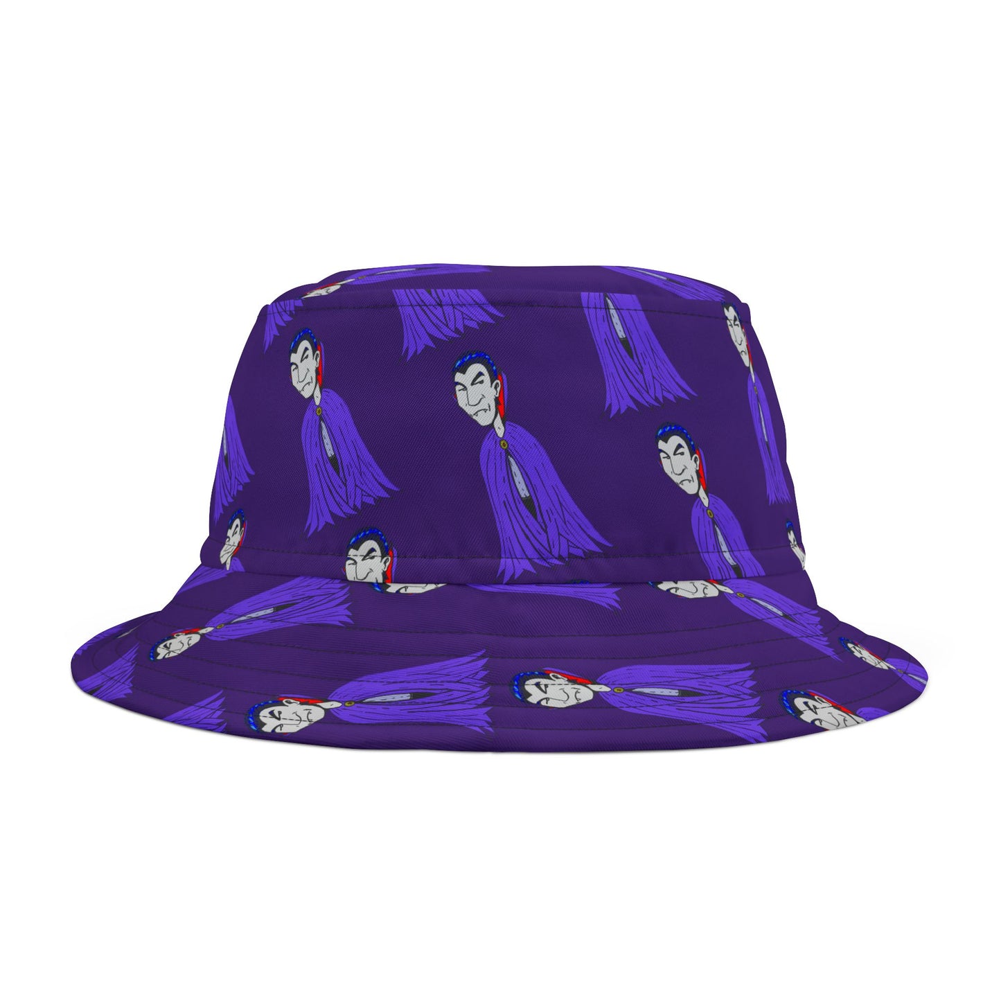 Vampire Pattern Purple Bucket Hat — Halloween Gothic Aesthetic