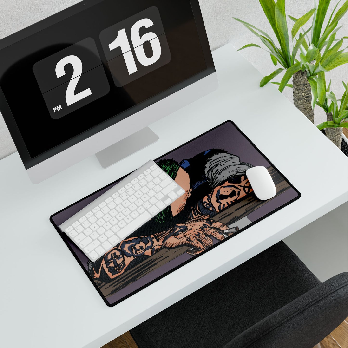 Punk and Sone Desk Mat — Punk Tattoo Art Gaming Mouse Pad and Card Playing Mat