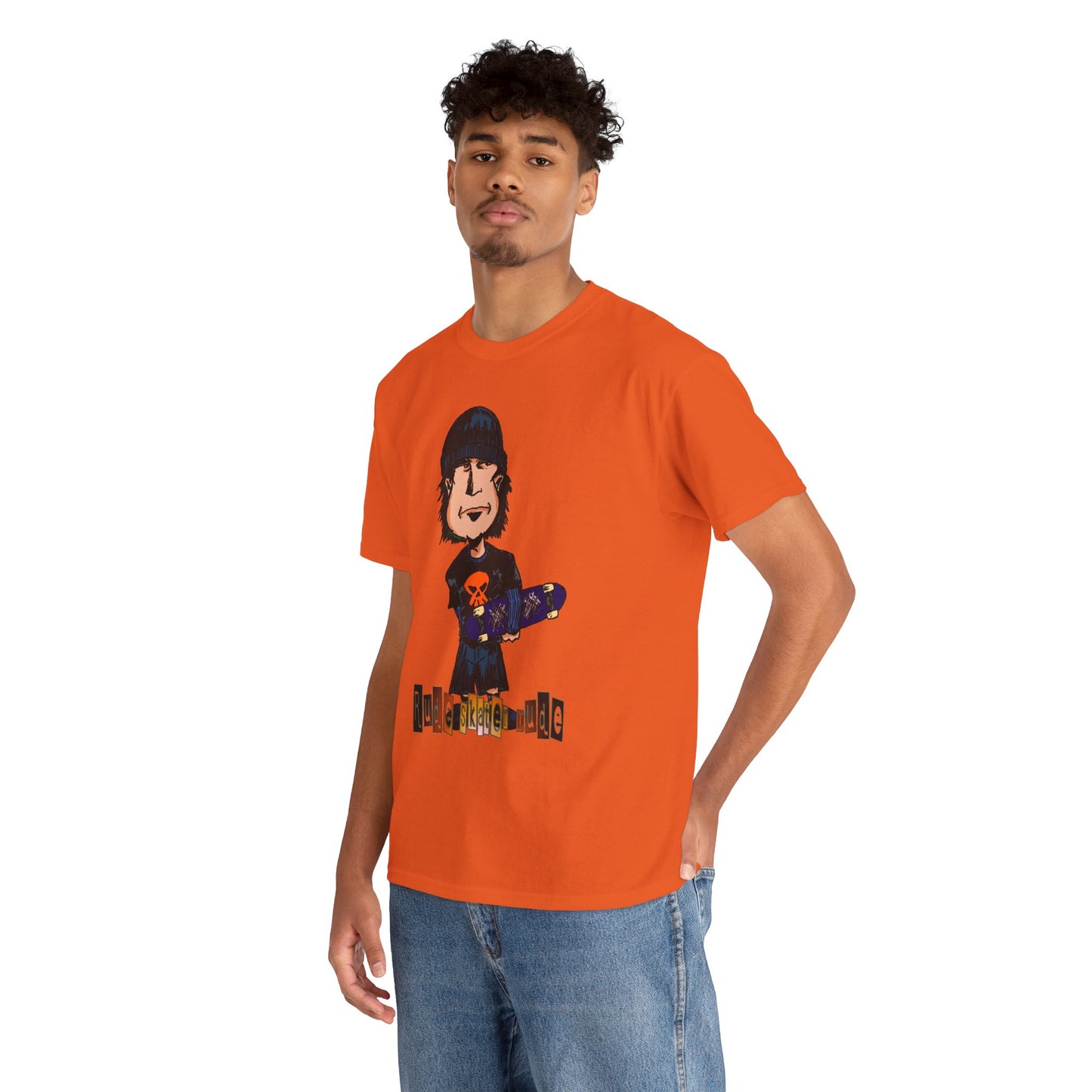 Rude Skater Dude Cartoon Skate Punk T-Shirt — Skateboarding Tee with Skull Design