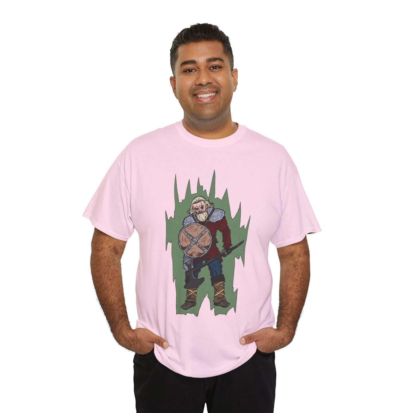 Epic Warrior Graphic Tee, Unisex Heavy Cotton Shirt, Casual Wear, Gamer Gift, Medieval Art Clothing, Battle Theme Fashion