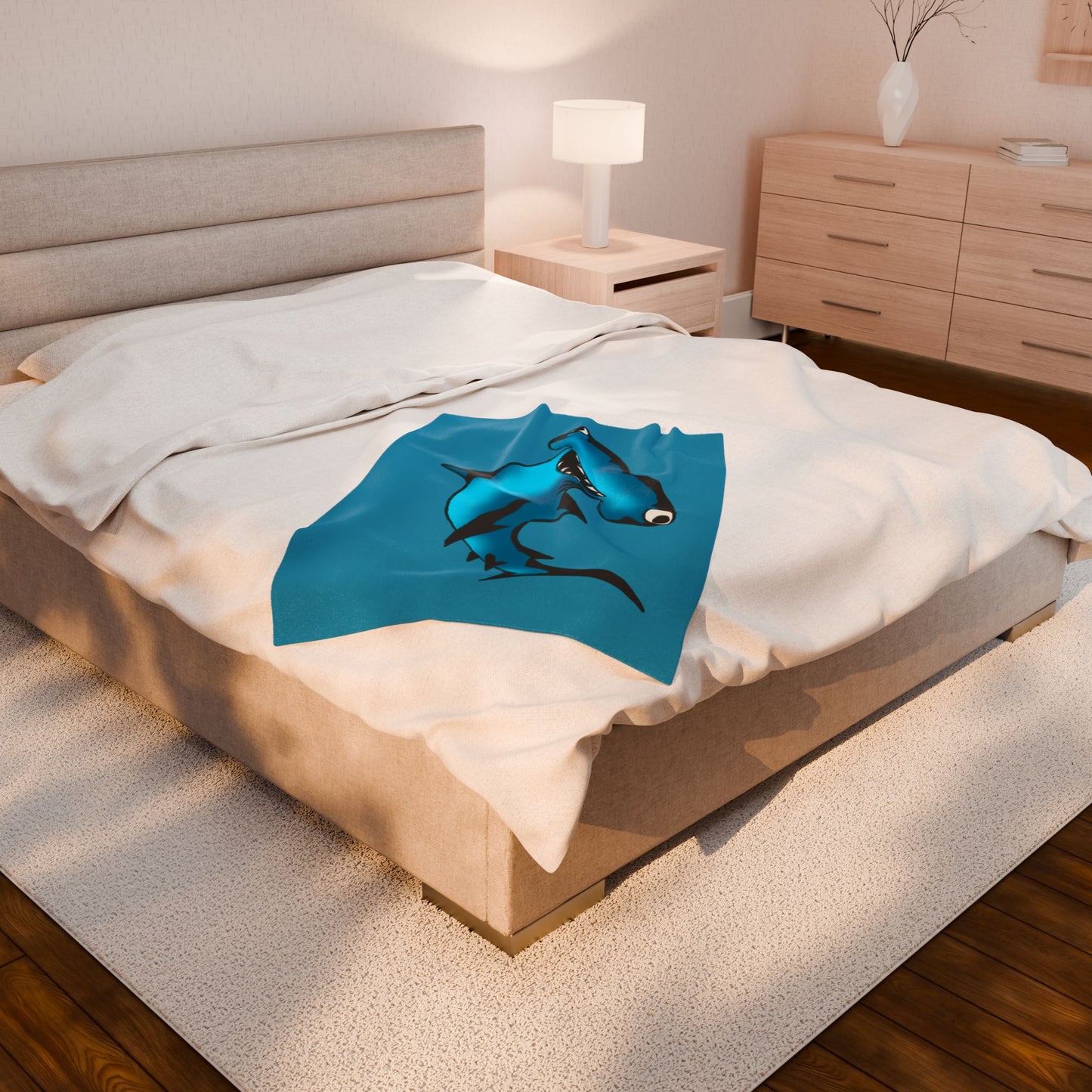 Shark Design Velveteen Plush Blanket – Cozy & Fun for Kids & Ocean Lovers