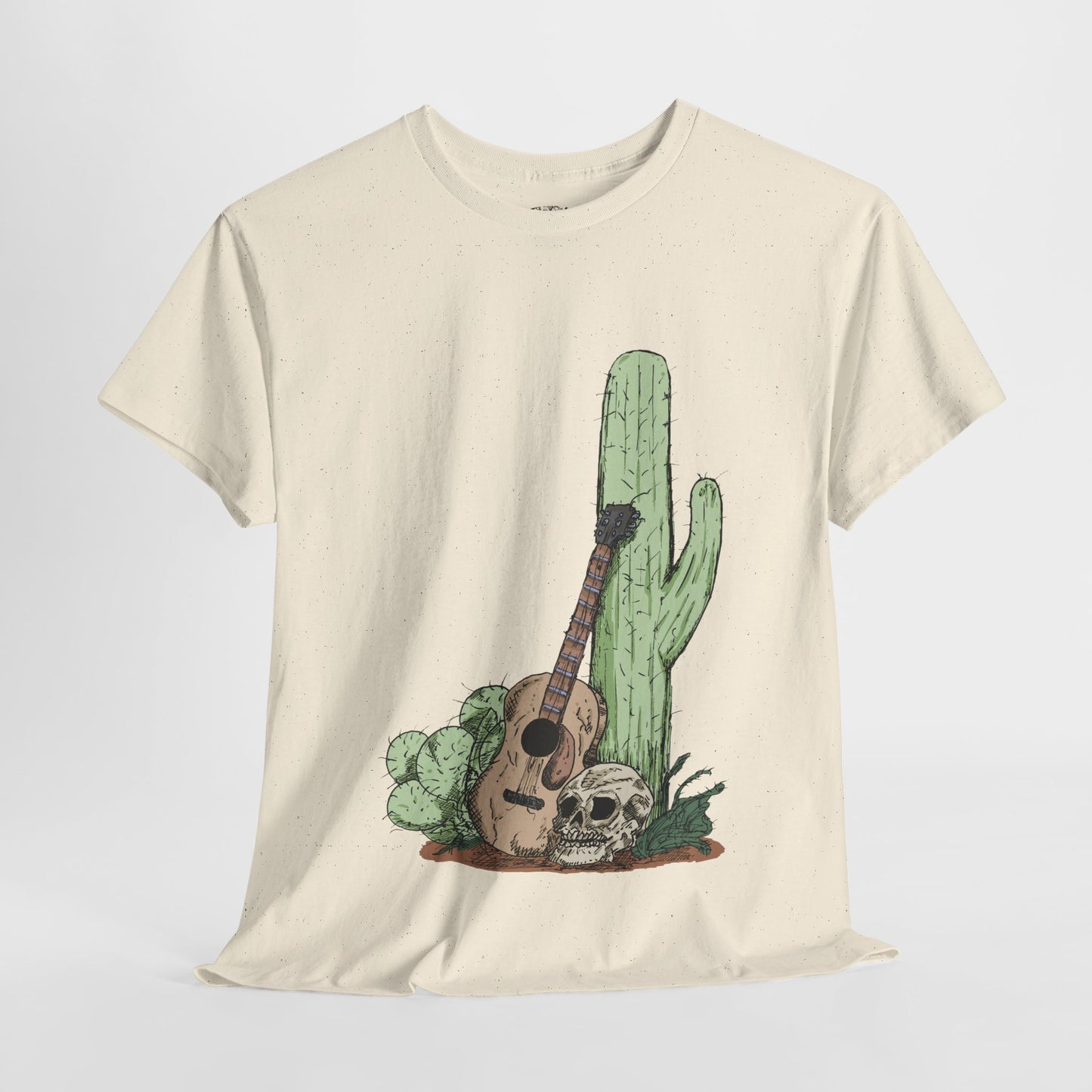 Desert Vibe Graphic Tee - Unisex Heavy Cotton Shirt, Boho Cactus Shirt, Guitar Lover's Gift, Summer Top, Music T-Shirt