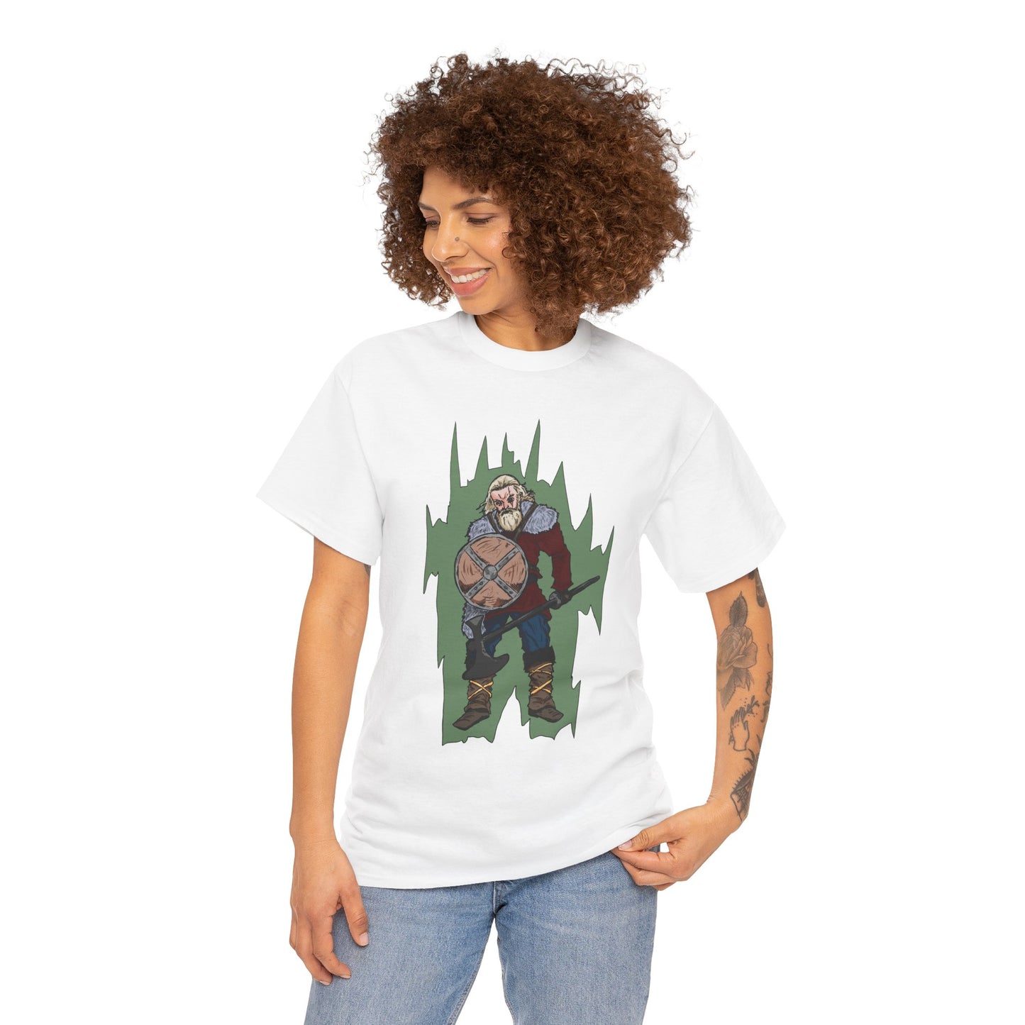 Epic Warrior Graphic Tee, Unisex Heavy Cotton Shirt, Casual Wear, Gamer Gift, Medieval Art Clothing, Battle Theme Fashion
