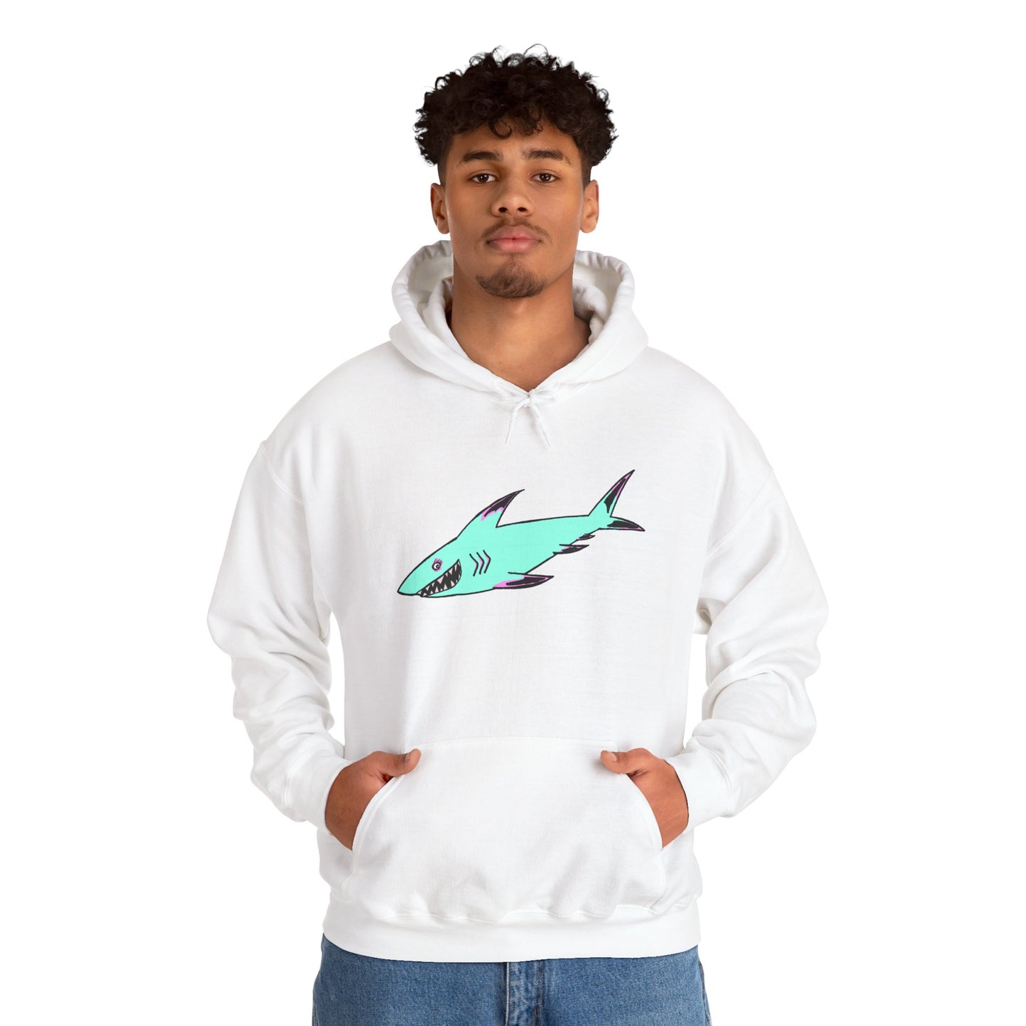 Shark Graphic Unisex Hoodie, Fun Casual Wear, Beach Lover's Gift, Relaxing Lounge Sweatshirt, Unique Gift for Any Occasion