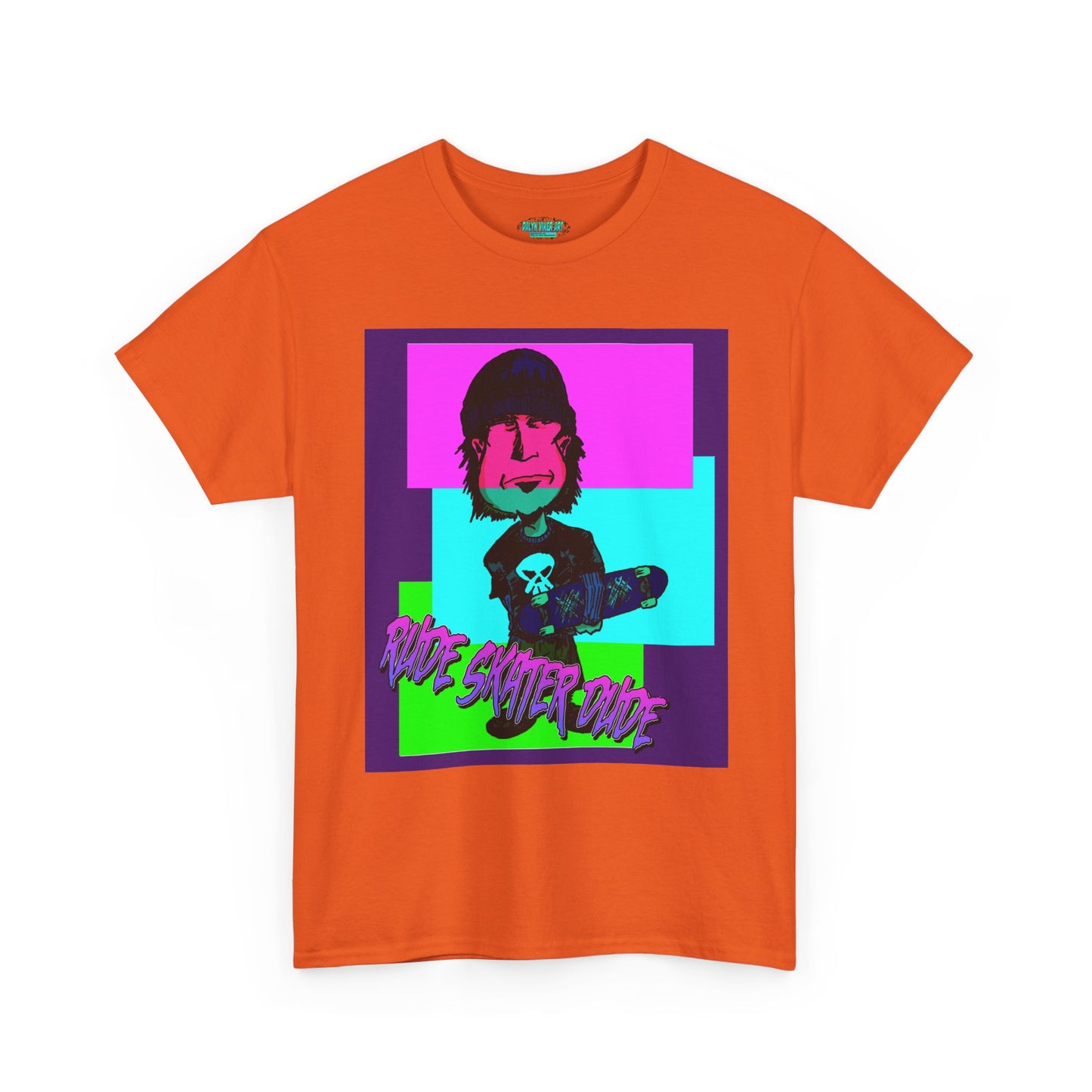 Retro Neon Skateboard Tee — "Rude Skater Dude" Graphic