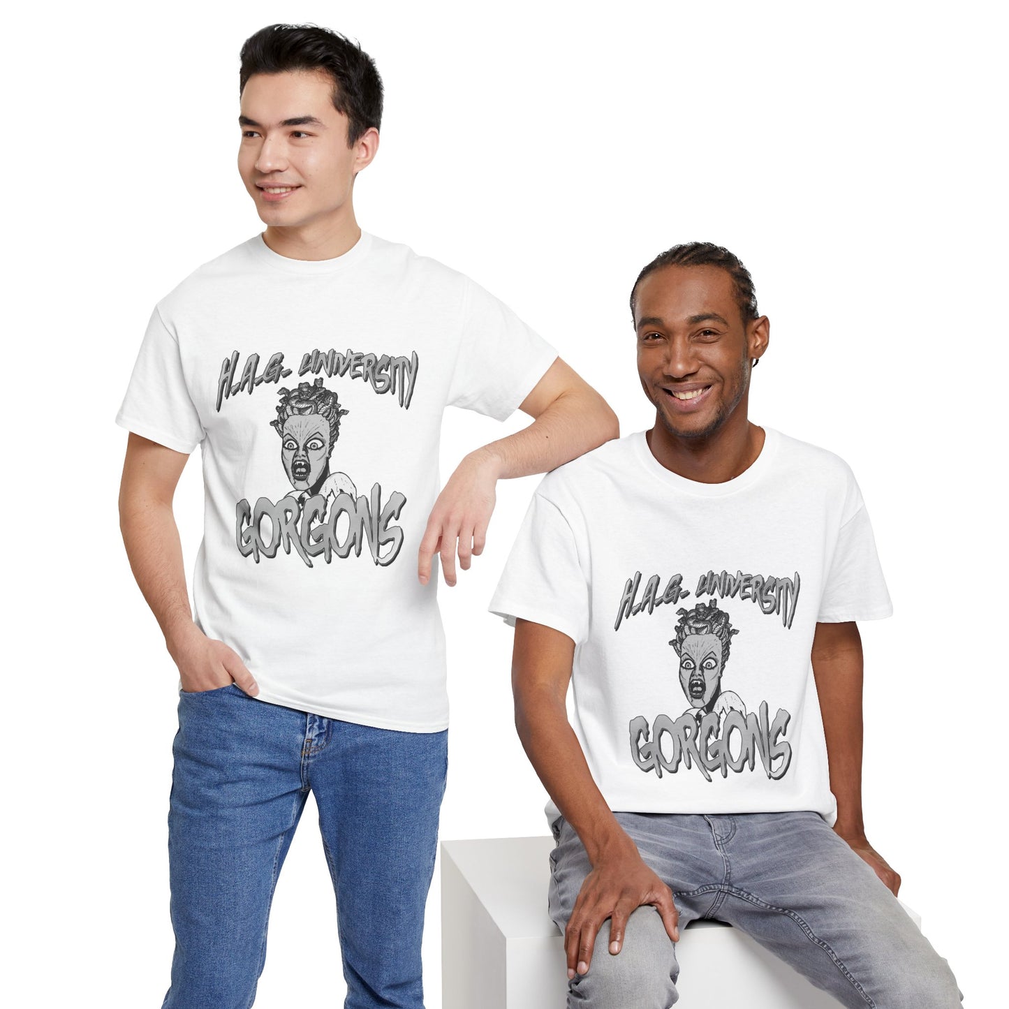 Graphic Tee with Gorgon Mascot - Greek Mythology University Unisex Shirt