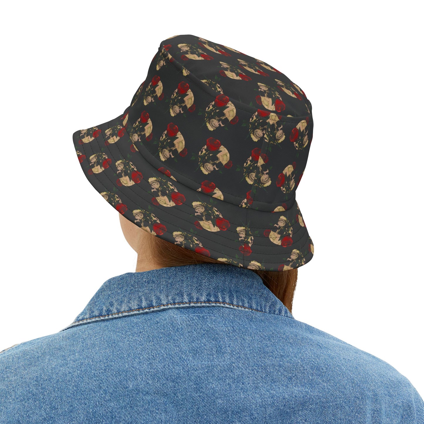 Vintage Skull Pattern Bucket Hat — Gothic AOP