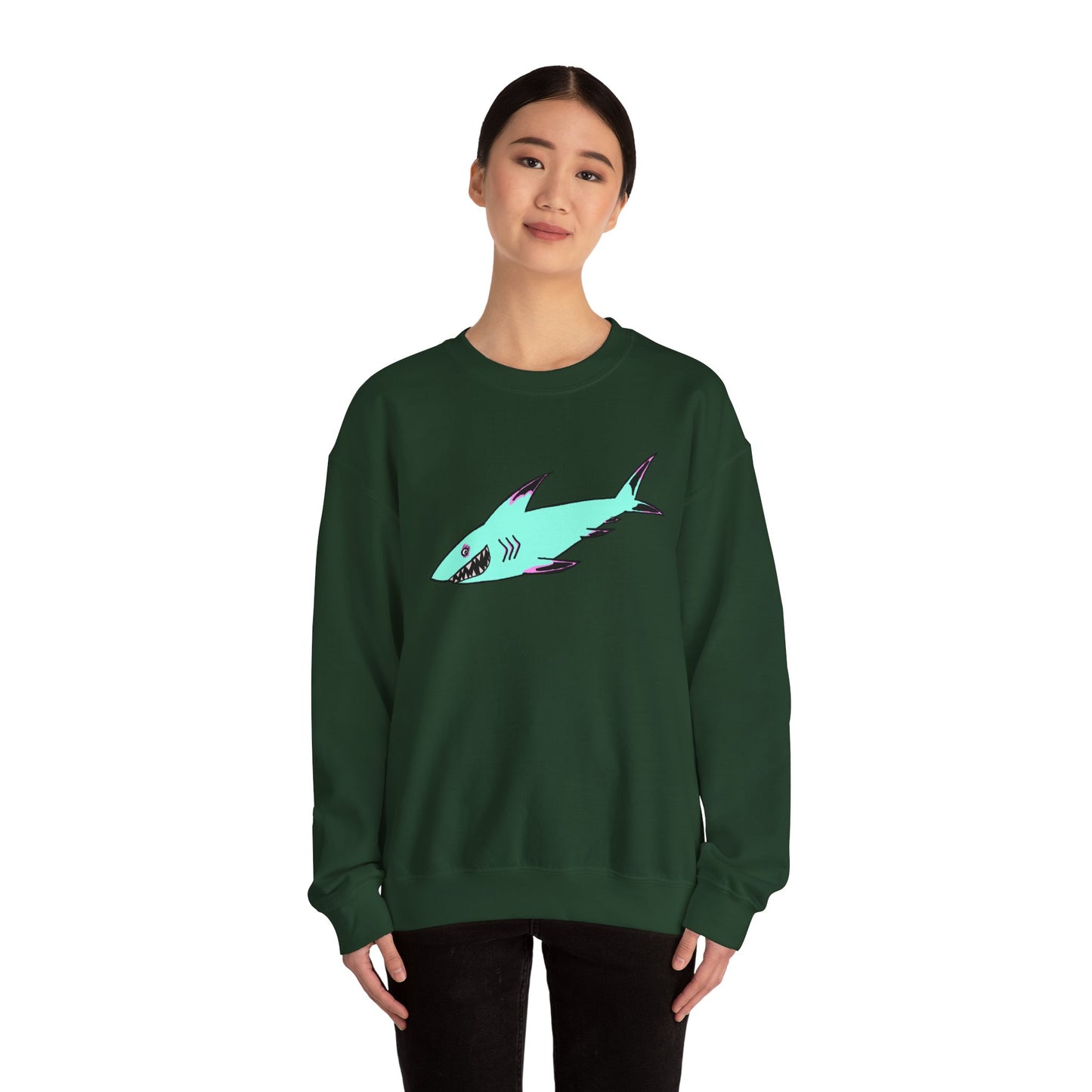 Charming Shark Graphic Sweatshirt - Unisex Heavy Blend™ Crewneck