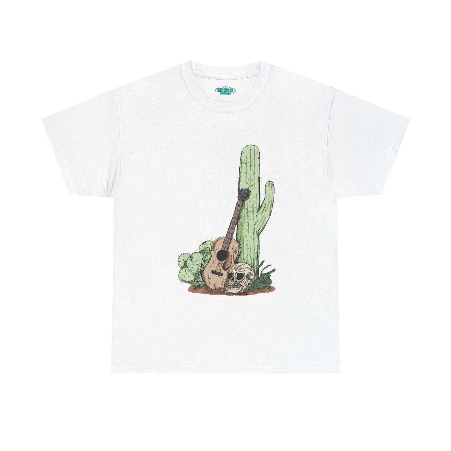 Desert Vibe Graphic Tee - Unisex Heavy Cotton Shirt, Boho Cactus Shirt, Guitar Lover's Gift, Summer Top, Music T-Shirt