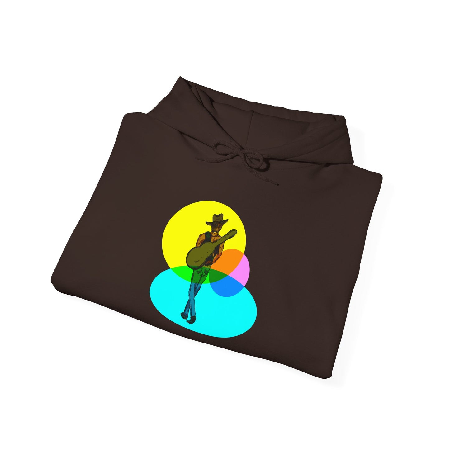 Cowboy with Guitar Hoodie — Colorful Retro Music Graphic Sweatshirt