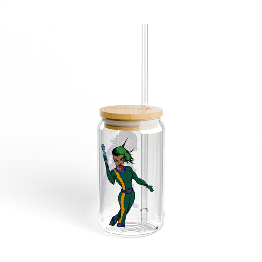 Women Heroes Cartoon Sipper Glass - Eco-Friendly Drinkware, Fun Hydration, Unique Gifts, Party Favor, Character Theme