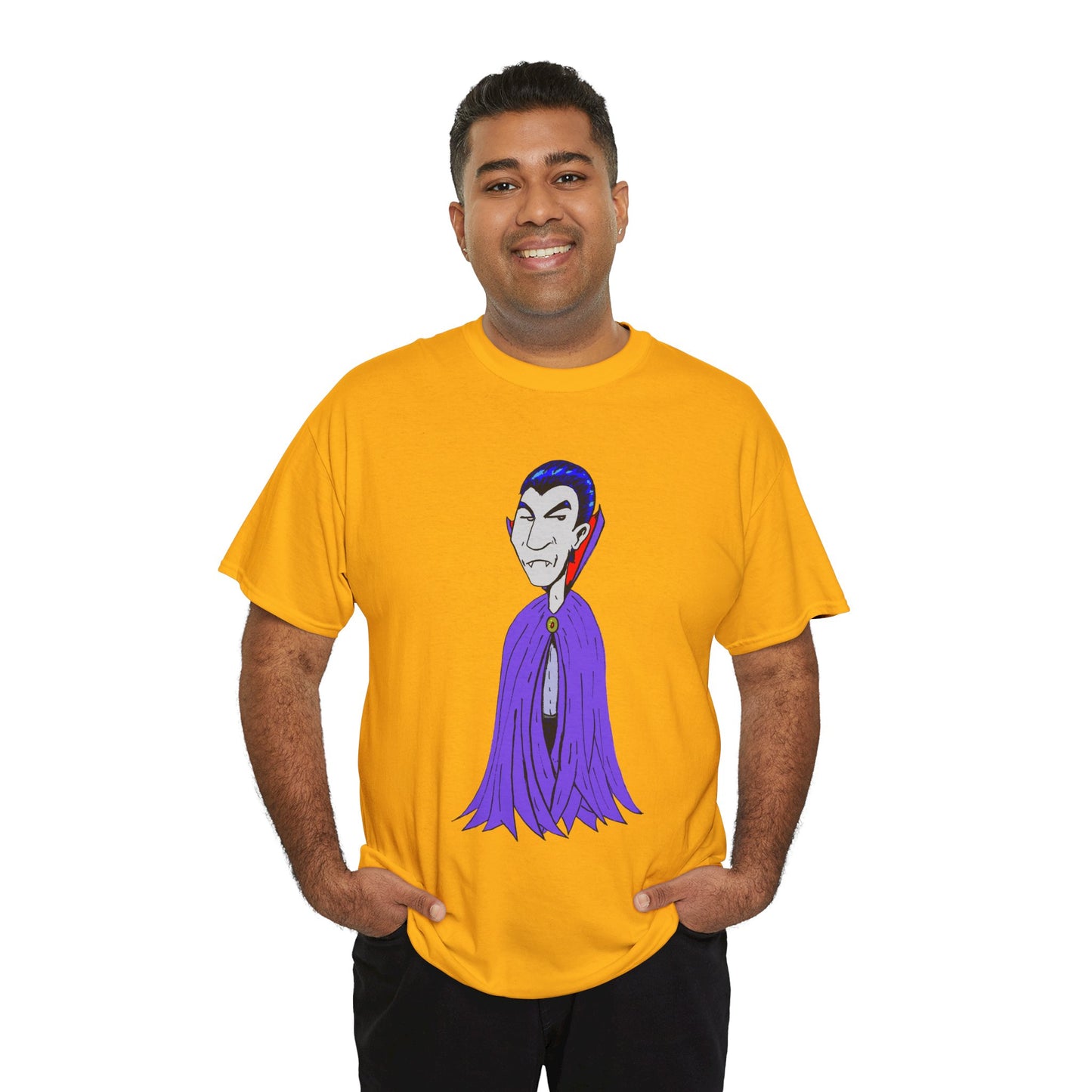 Vampire Cartoon Tee - Cute Purple Cloak Dracula Graphic T-Shirt