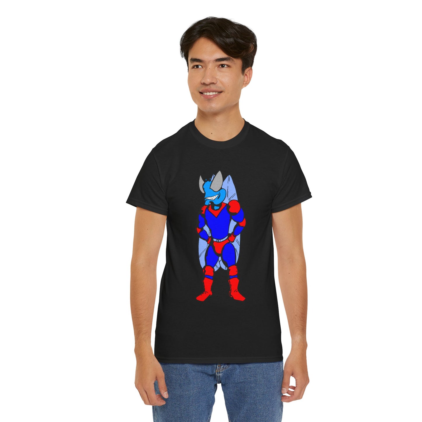 Astro-Fly Hero Graphic Tee - Blue & Red Superhero T-Shirt
