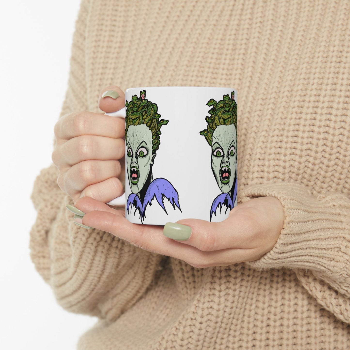 Spooky Medusa Ceramic Mug | Halloween Gift, Unique Coffee Cup, Witchy Decor, Fun Home Accessory, Creepy Art Drinkware