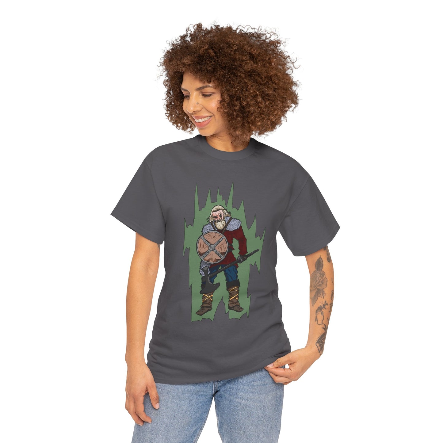 Epic Warrior Graphic Tee, Unisex Heavy Cotton Shirt, Casual Wear, Gamer Gift, Medieval Art Clothing, Battle Theme Fashion