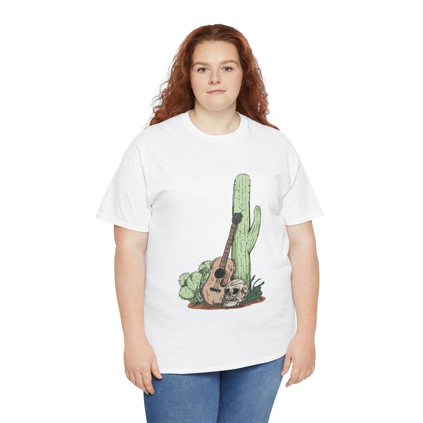 Desert Vibe Graphic Tee - Unisex Heavy Cotton Shirt, Boho Cactus Shirt, Guitar Lover's Gift, Summer Top, Music T-Shirt
