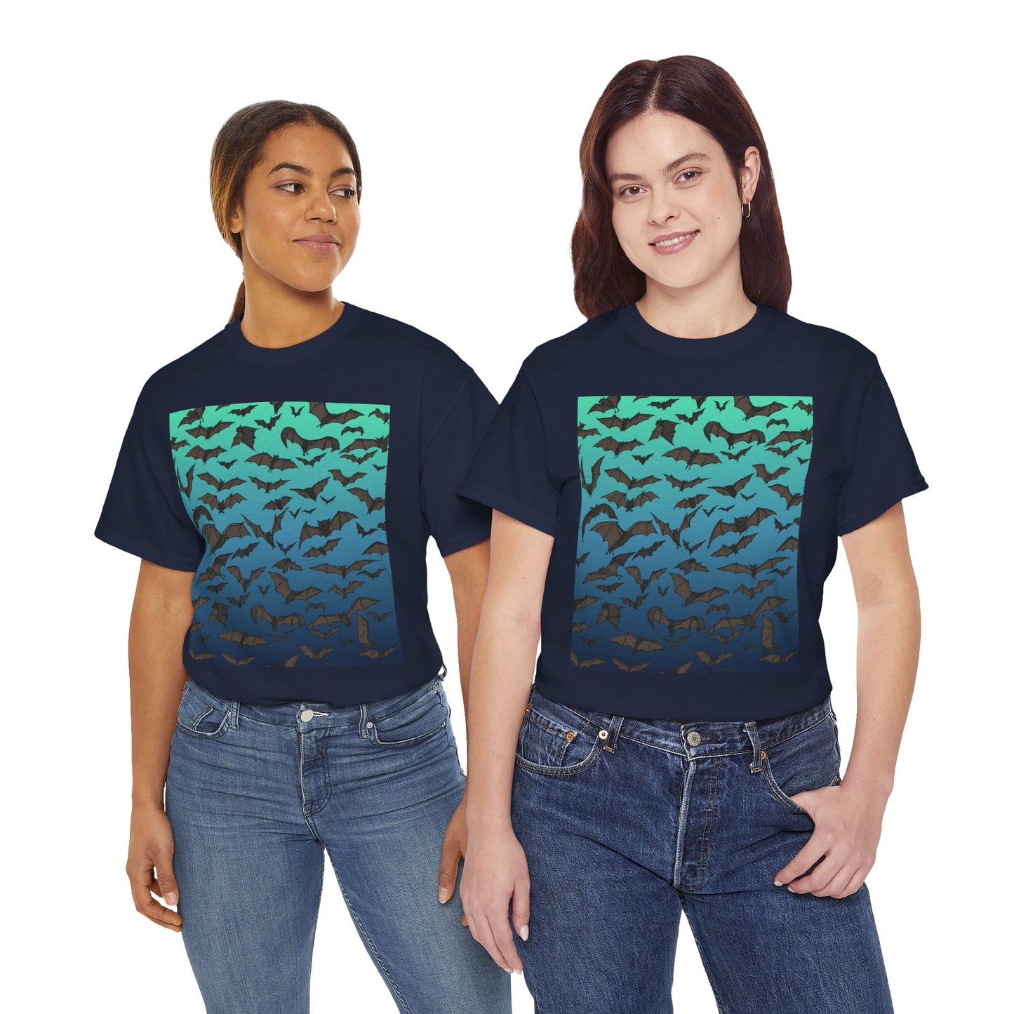 Bat Swarm Graphic Tee — Gradient Night Flight T-Shirt