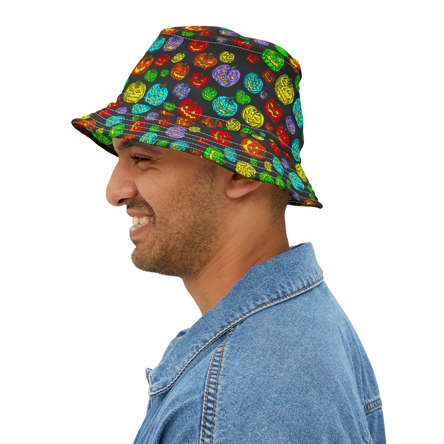 Halloween Pumpkin Bucket Hat, Fun Fall Accessory, Festival Headwear, Outdoor Summer Hat, Halloween Party Gear