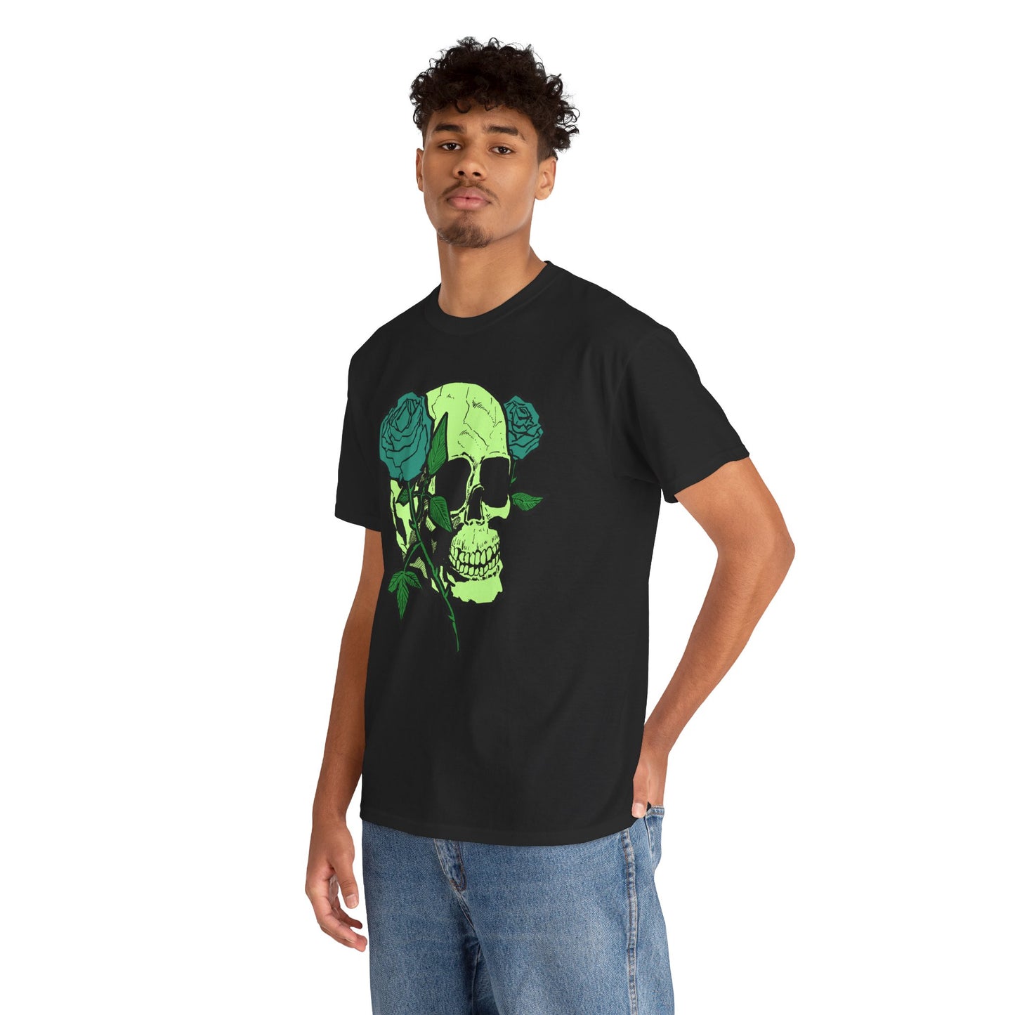 Skull & Rose Graphic Tee - Unisex Heavy Cotton Shirt