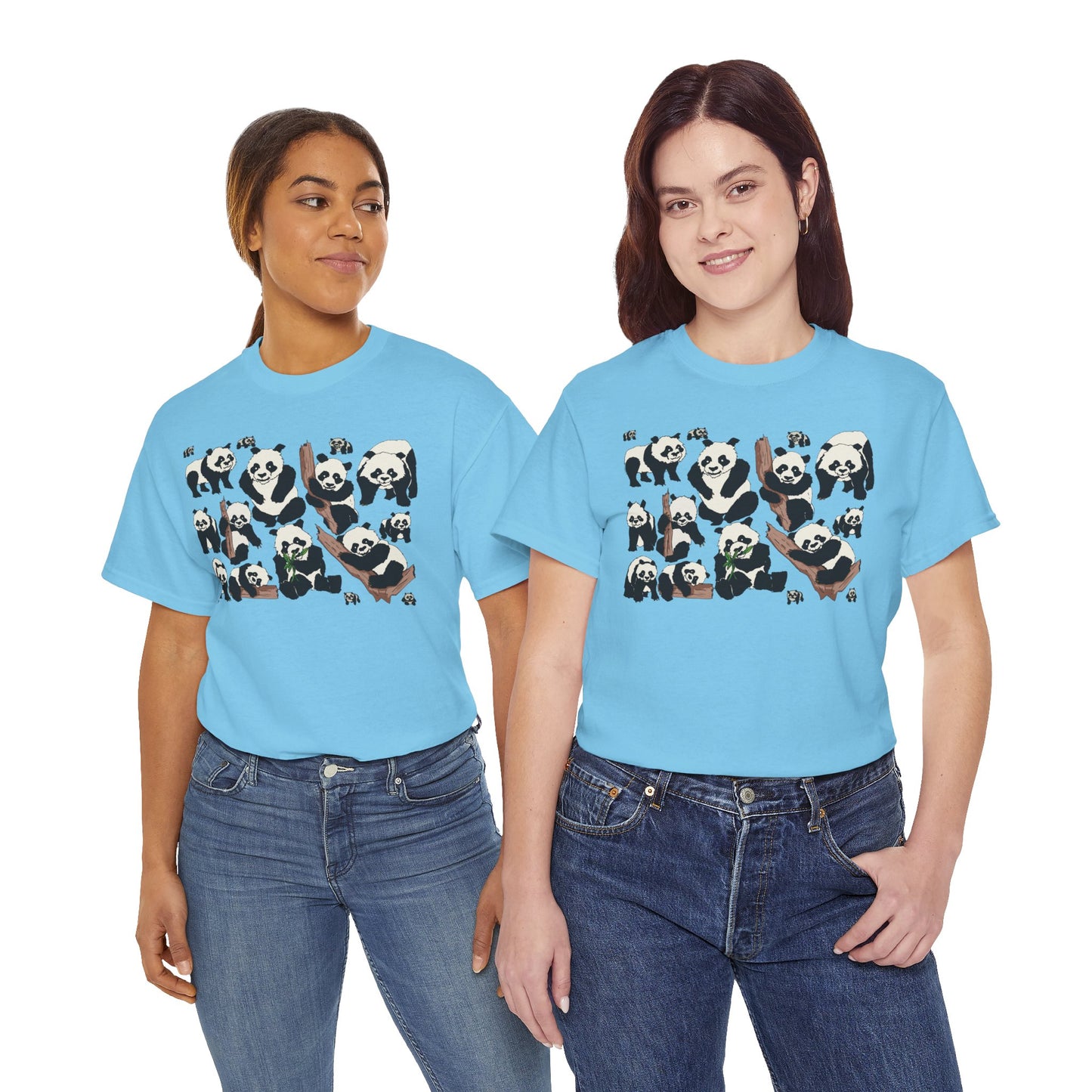 Cute Panda Design Unisex Heavy Cotton Tee | Animal Lover Gift, Casual Wear, Eco-Friendly Apparel, Nature Enthusiast Clothing