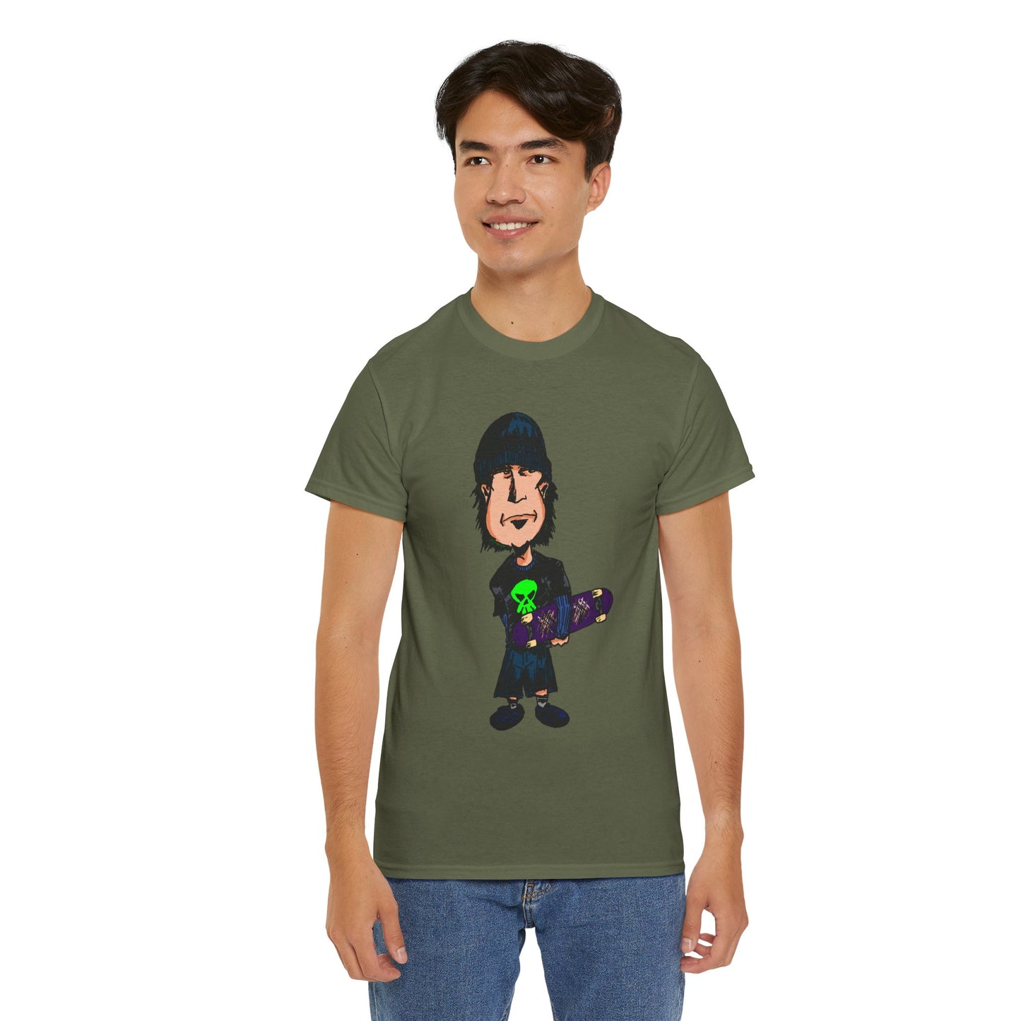 Rude Skater Dude - Skate Punk Cartoon Tee – Boy with Skateboard Graphic Shirt