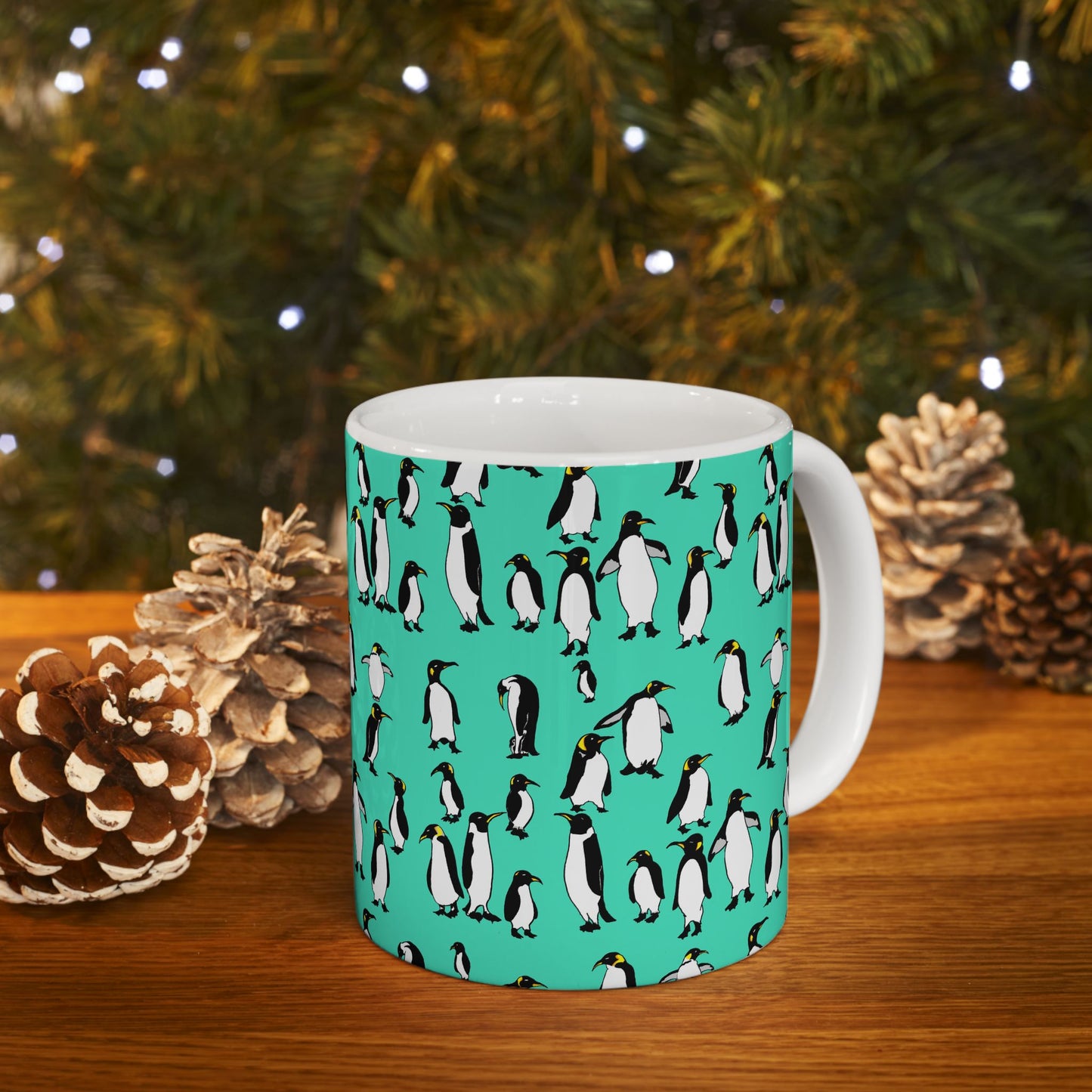 Rookery of Penguins Pattern Ceramic Mug - Fun Coffee Cup, Gift for Animal Lovers, Cute Kitchen Decor, Birthday Present, Penguin Mug