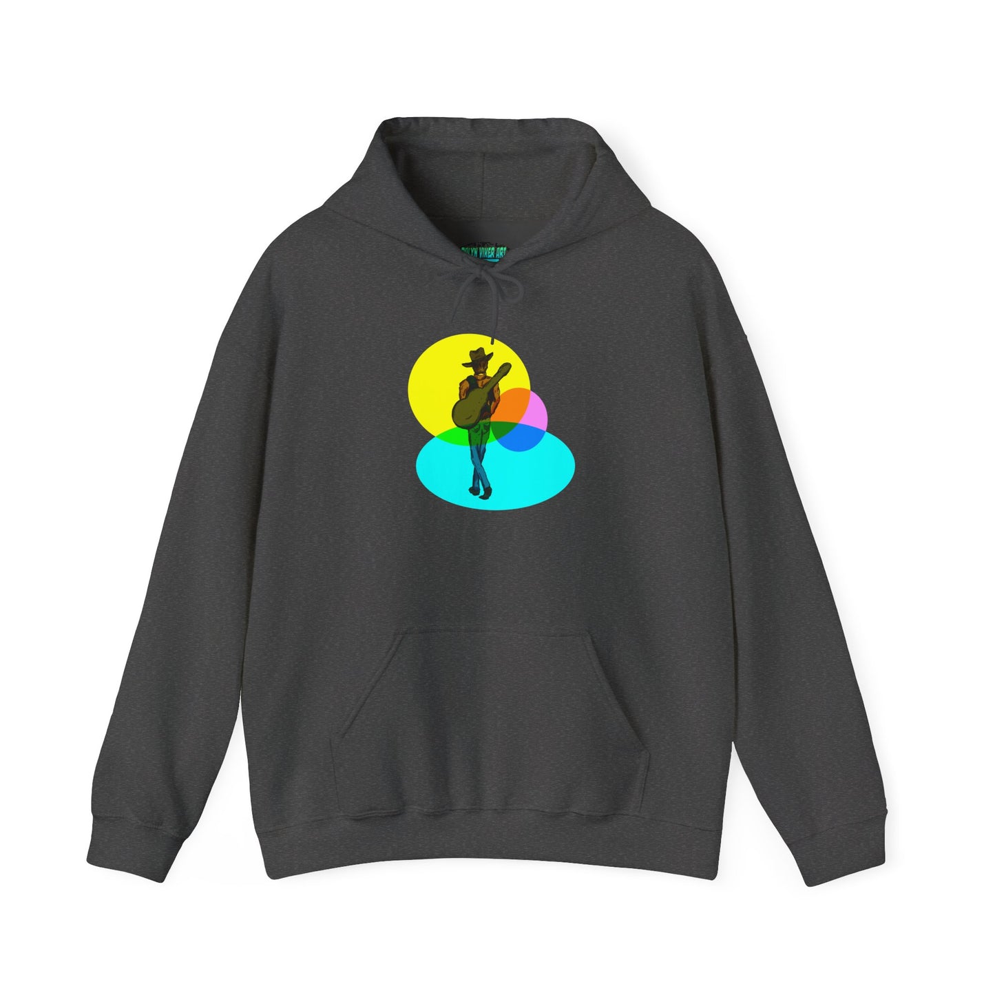 Cowboy with Guitar Hoodie — Colorful Retro Music Graphic Sweatshirt