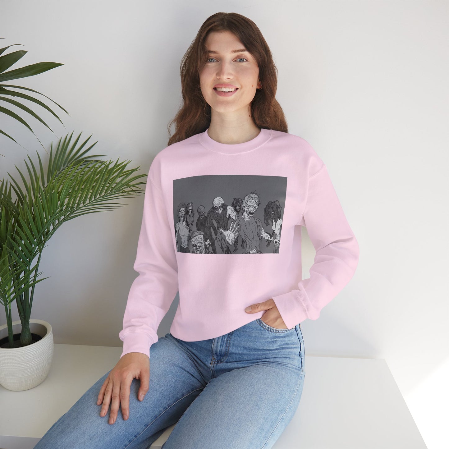Vintage Zombie Horror Crewneck Sweatshirt - Unisex Heavy Blend™
