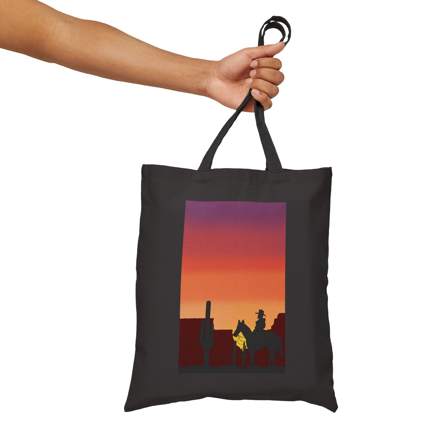 Sunset Silhouette Canvas Tote Bag – Desert Skyline Sunset Eco Tote