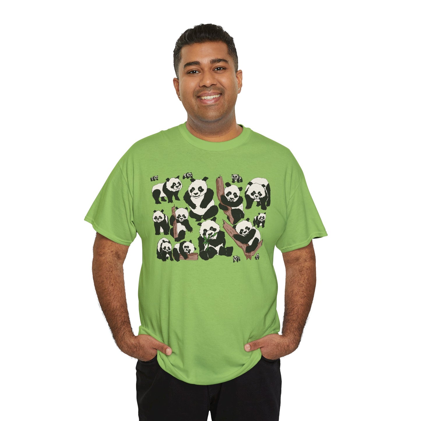 Cute Panda Design Unisex Heavy Cotton Tee | Animal Lover Gift, Casual Wear, Eco-Friendly Apparel, Nature Enthusiast Clothing