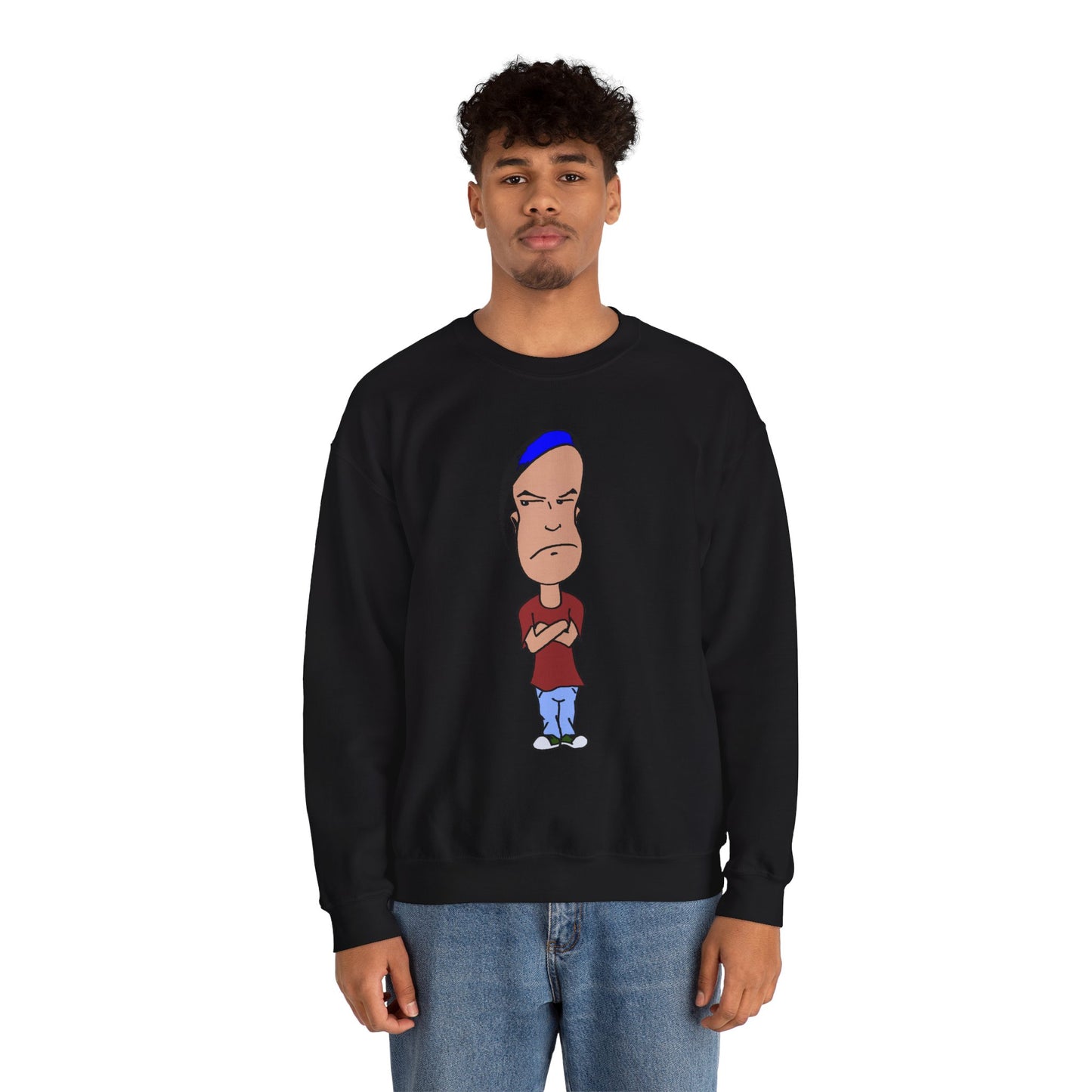 Smug Cartoon Graphic Crewneck Sweatshirt for Casual Style