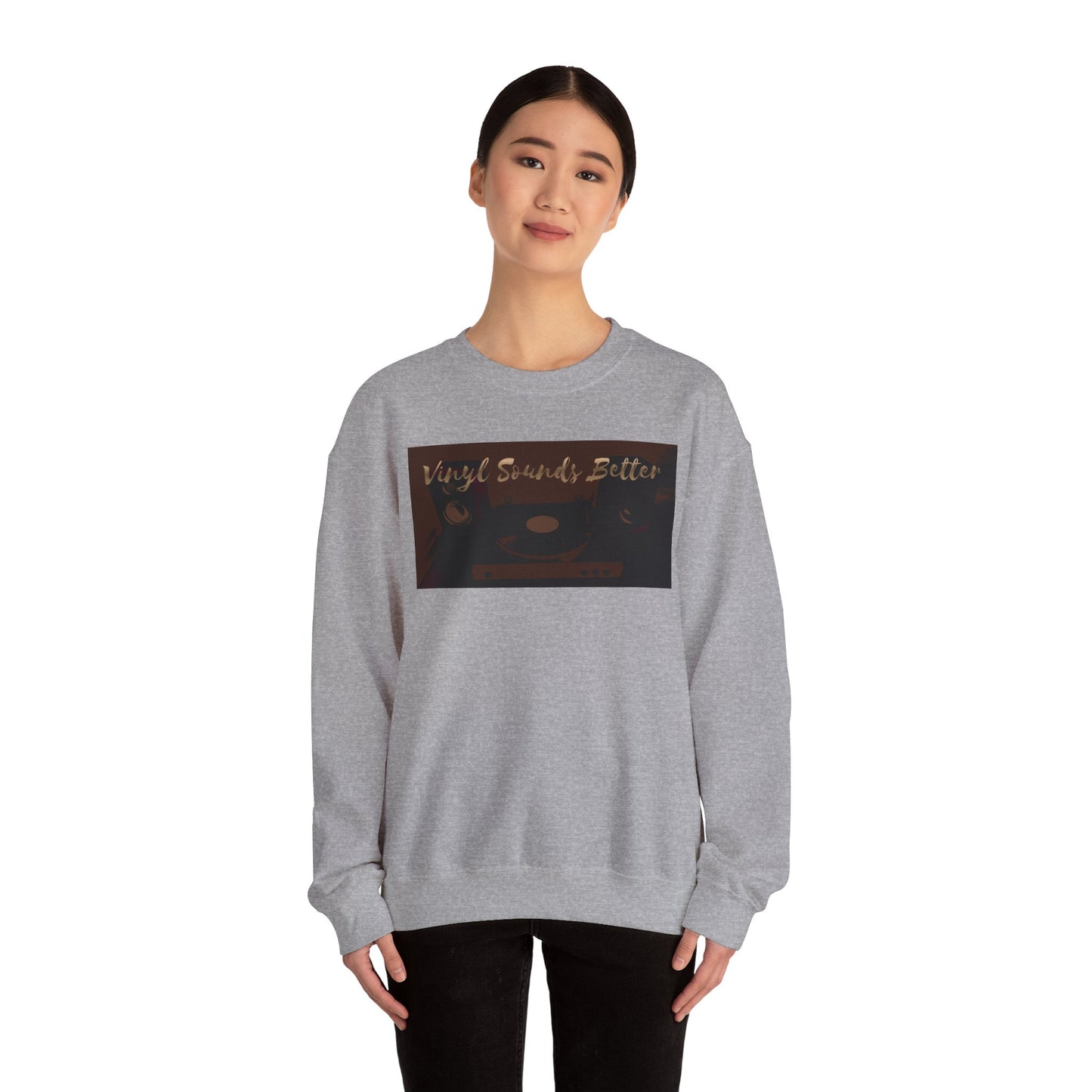Crewneck Sweatshirt — "Vinyl Sounds Better" Retro Record Graphic