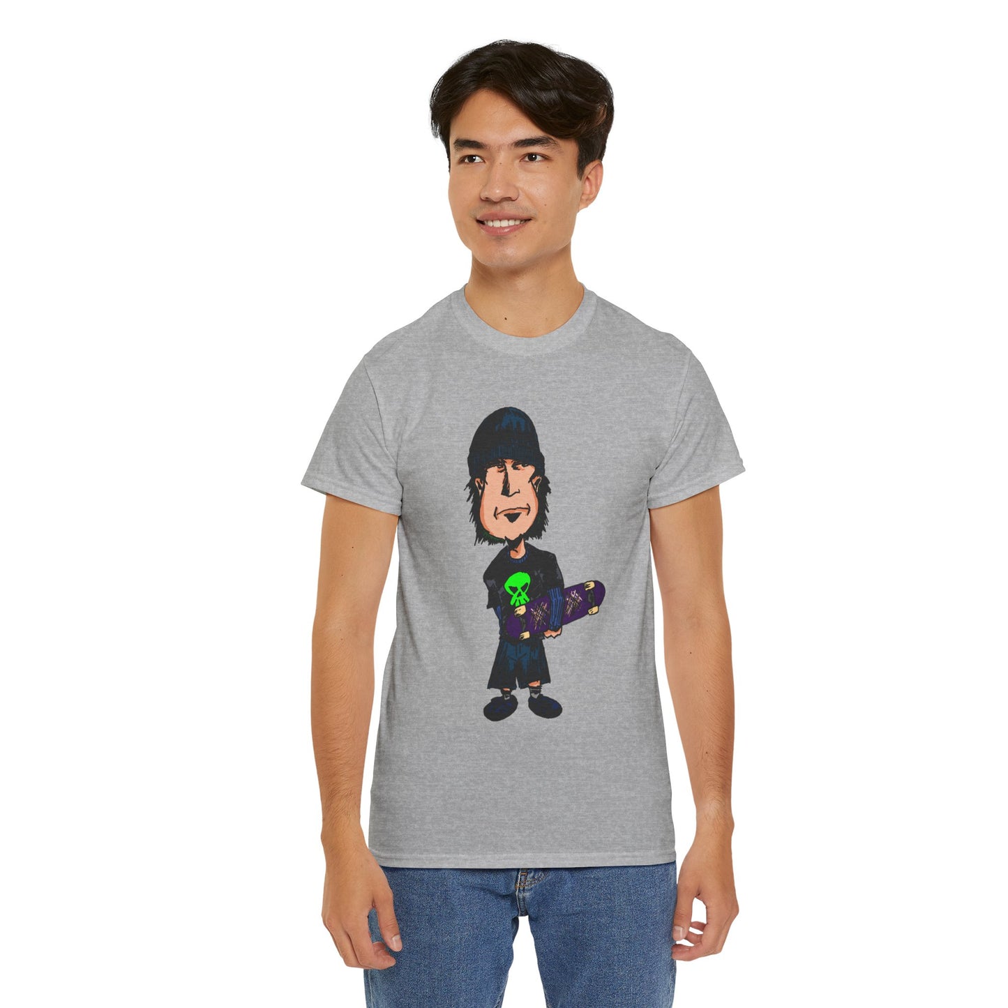 Rude Skater Dude - Skate Punk Cartoon Tee – Boy with Skateboard Graphic Shirt