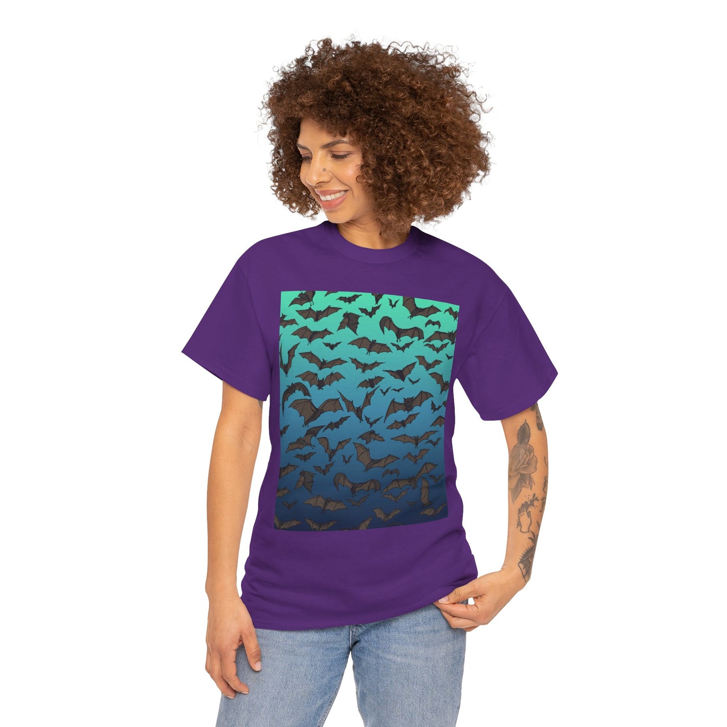 Bat Swarm Graphic Tee — Gradient Night Flight T-Shirt