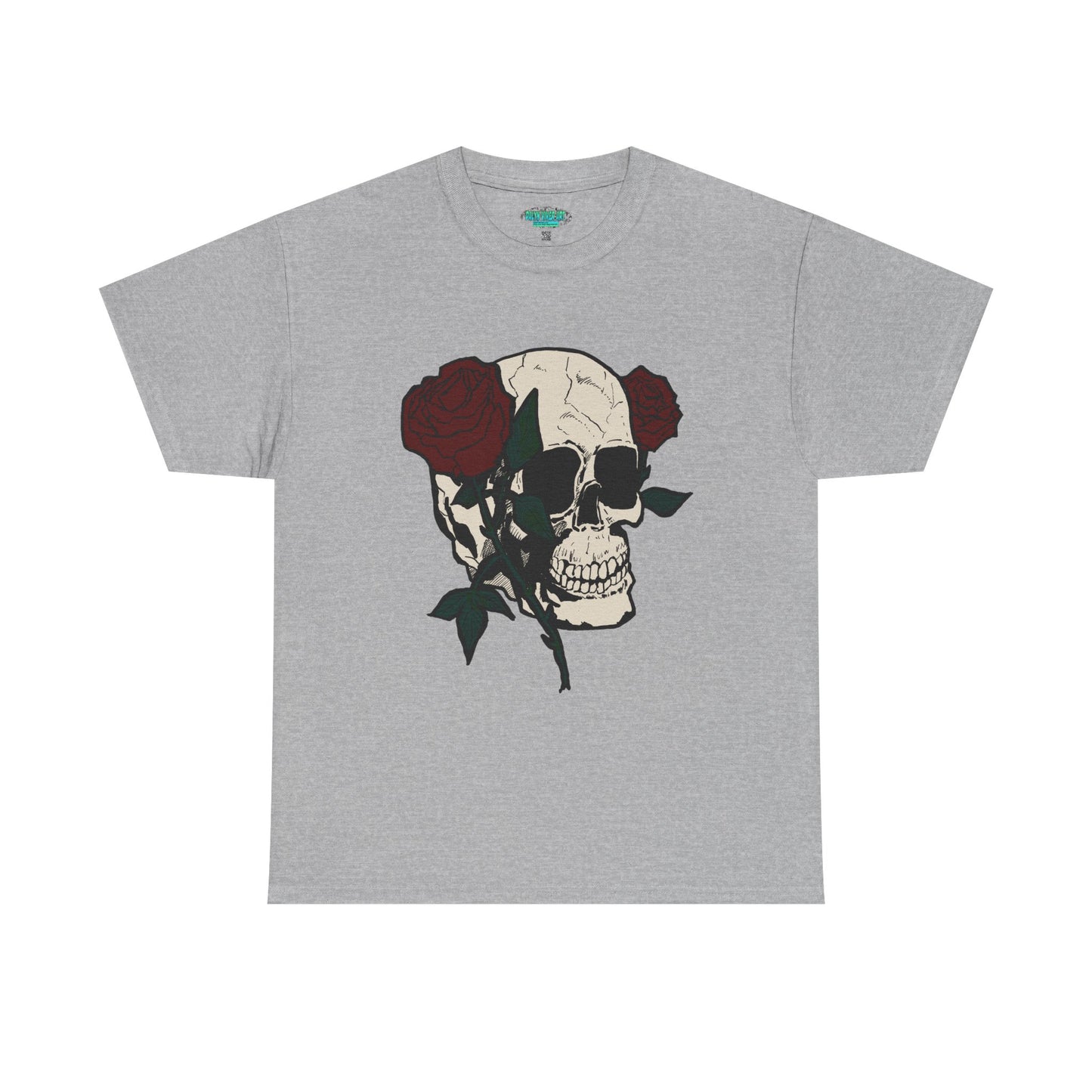 Skull and Roses Unisex Heavy Cotton Tee - Edgy Graphic T-Shirt for Impactful Style