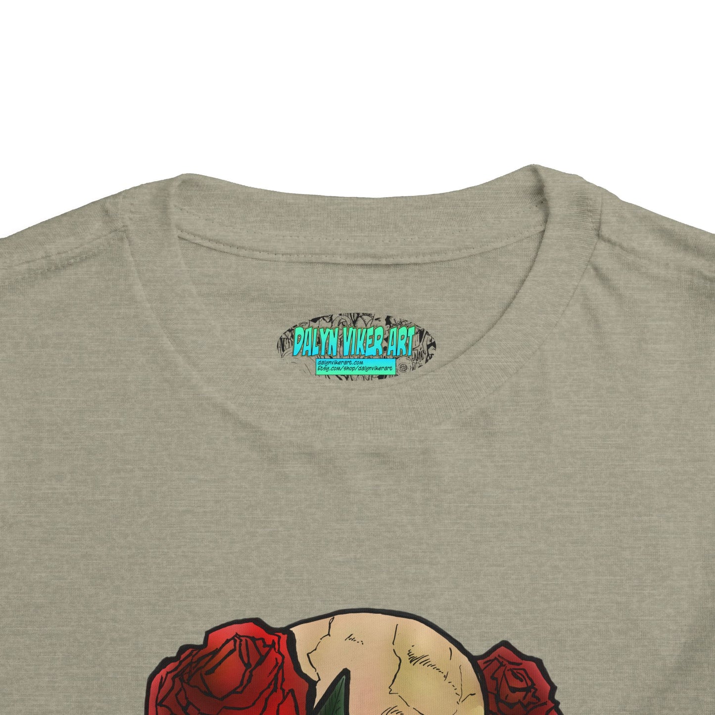 Toddler Tee — Skull with Red Roses Graphic