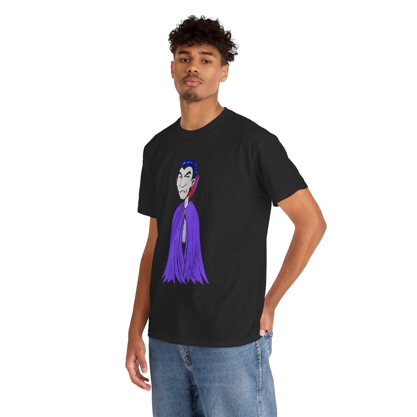 Vampire Cartoon Tee - Cute Purple Cloak Dracula Graphic T-Shirt