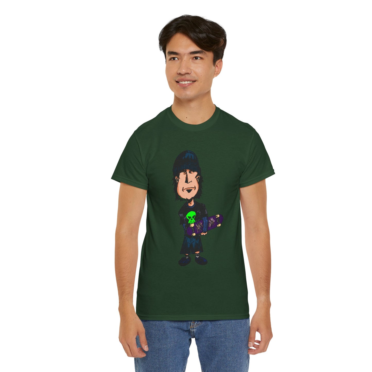 Rude Skater Dude - Skate Punk Cartoon Tee – Boy with Skateboard Graphic Shirt