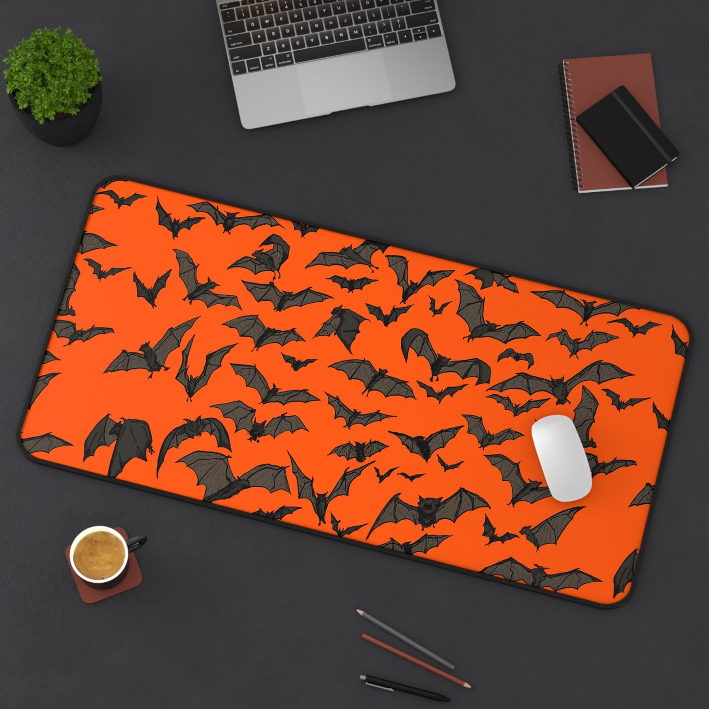 Halloween Bat Desk Mat, Office Decor, Gamer Mat, Halloween Gift, Bat Themed Desk Accessory