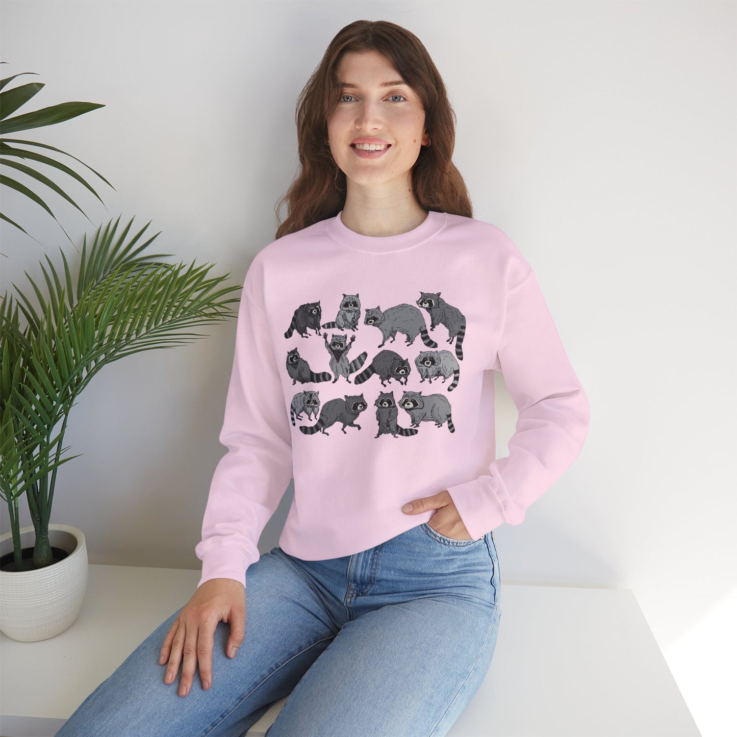 Playful Raccoon Crewneck Sweatshirt - Unisex Heavy Blend