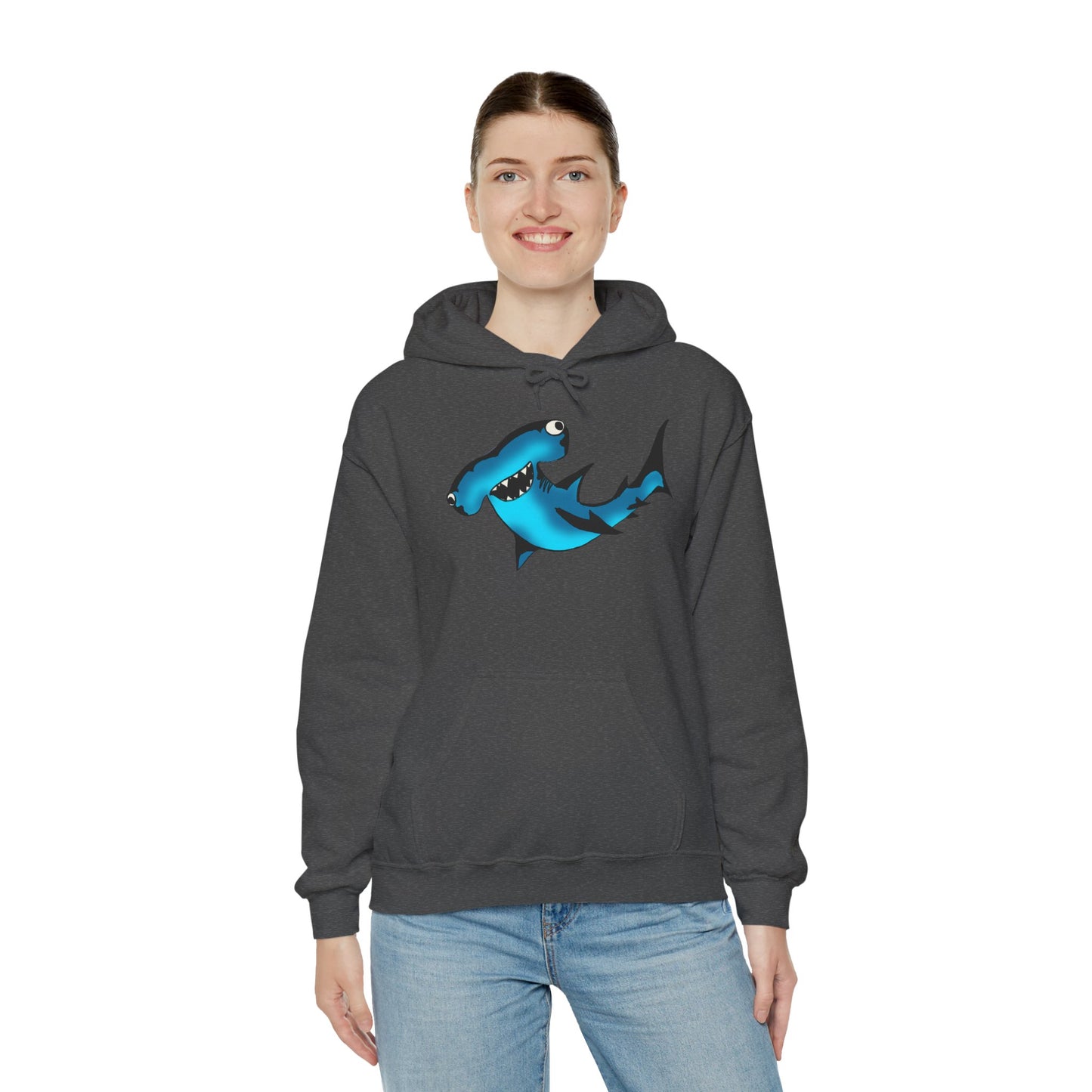 Harley Hammerhead Shark Design Unisex Hooded Sweatshirt, Funny Gift for Ocean Lovers, Casual Wear, Beach Days, Unique Apparel, Birthday Present