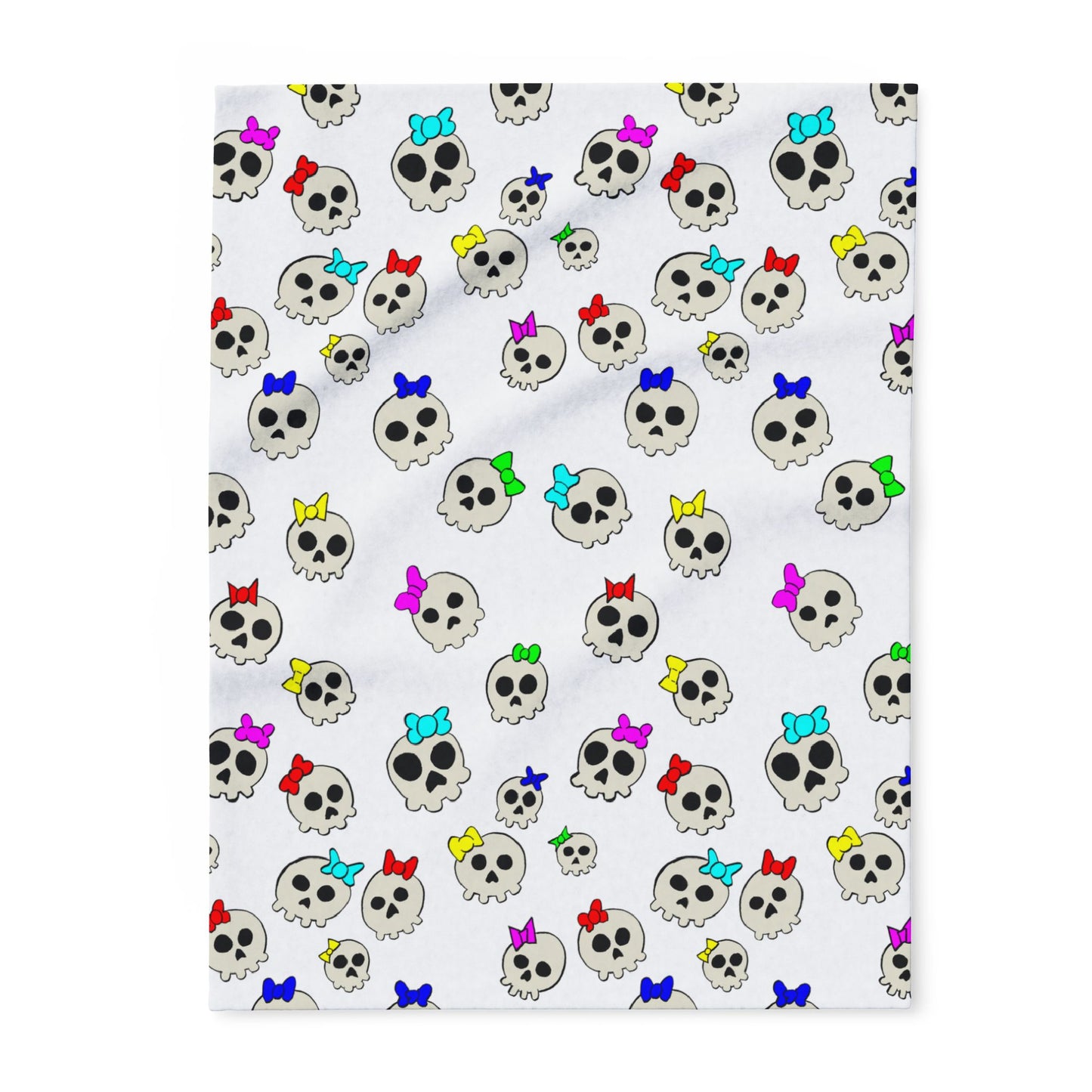 Delightfully Cute Skulls - White - Arctic Fleece Blanket