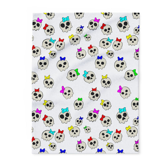 Delightfully Cute Skulls - White - Arctic Fleece Blanket