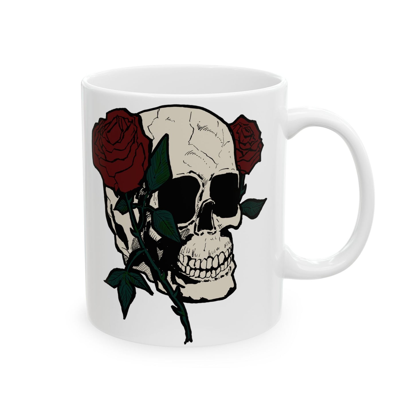 Cool Skull and Rose Ceramic Mug - Perfect for Coffee Lovers