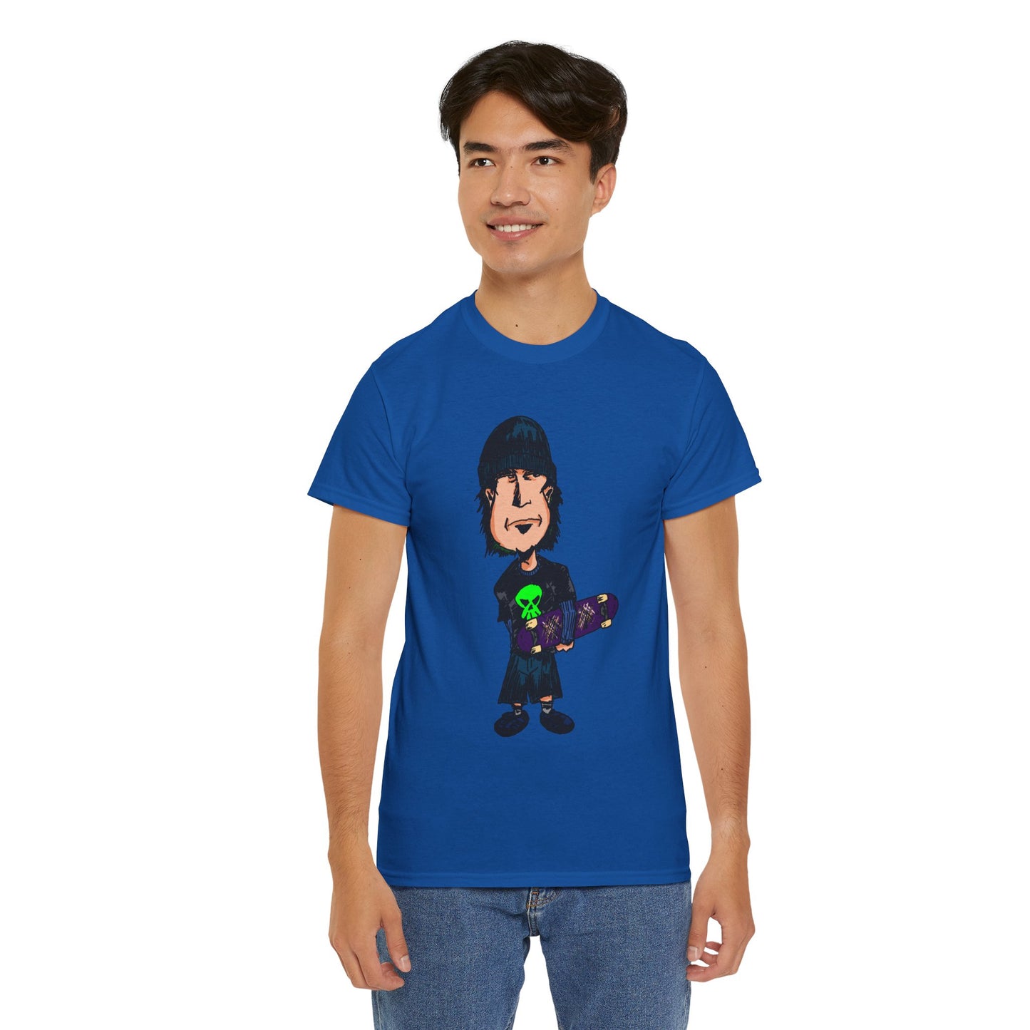 Rude Skater Dude - Skate Punk Cartoon Tee – Boy with Skateboard Graphic Shirt